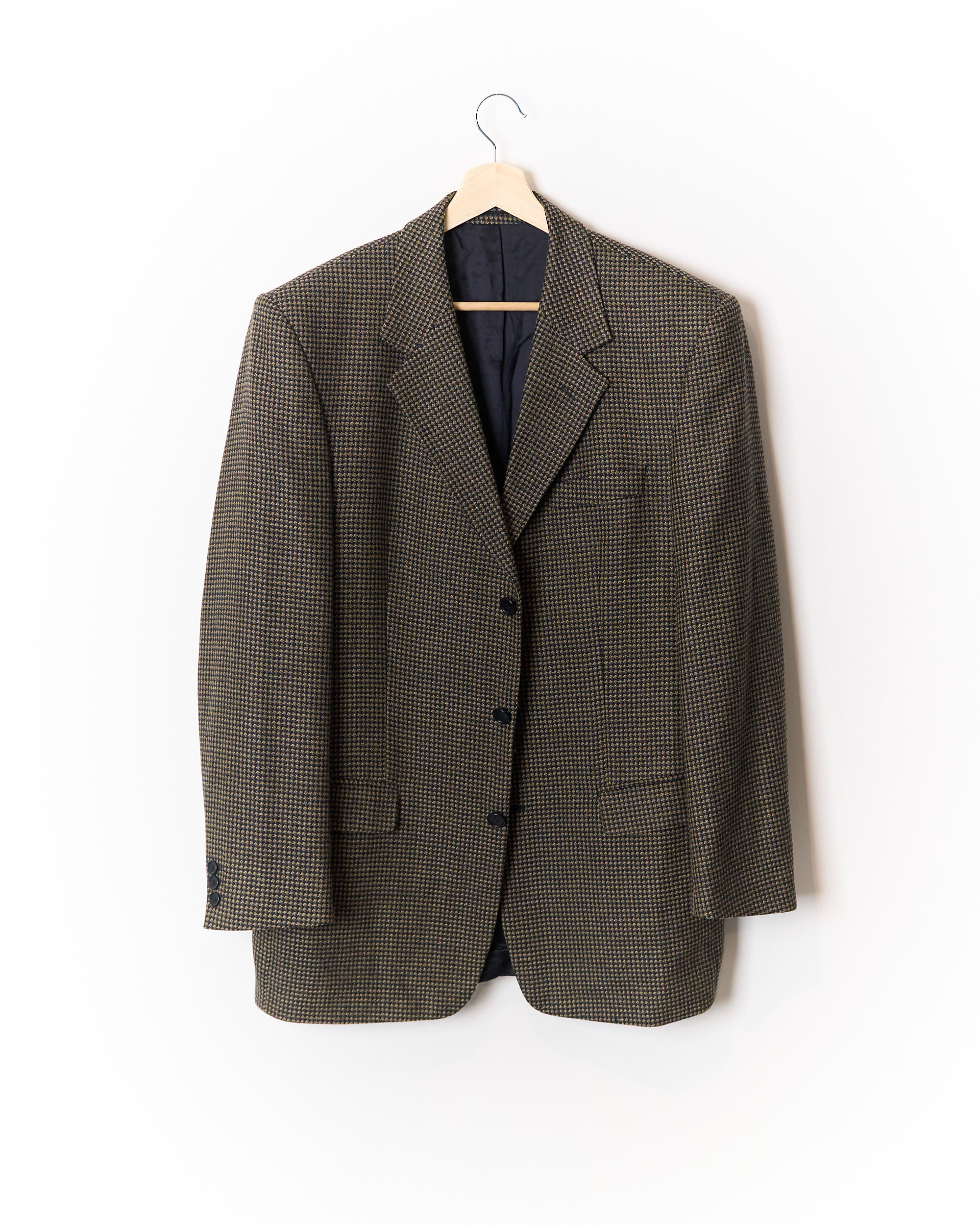 Pierre Balmain Brown and Dark Grey Houndstooth Sport Jacket Wool and Silk Blazer