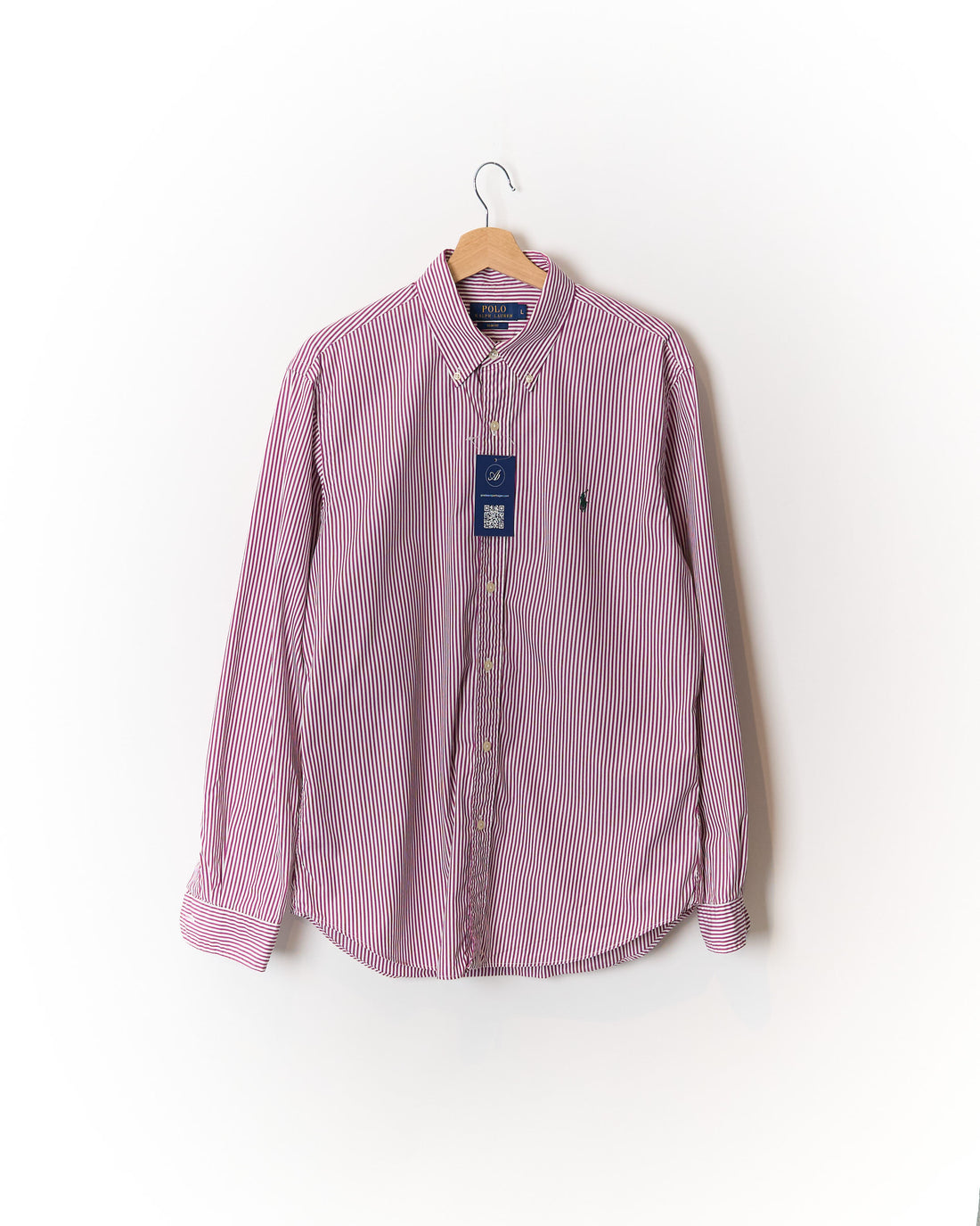 Polo Ralph Lauren Purple and White Striped Slim Fit Button Down Cotton Shirt