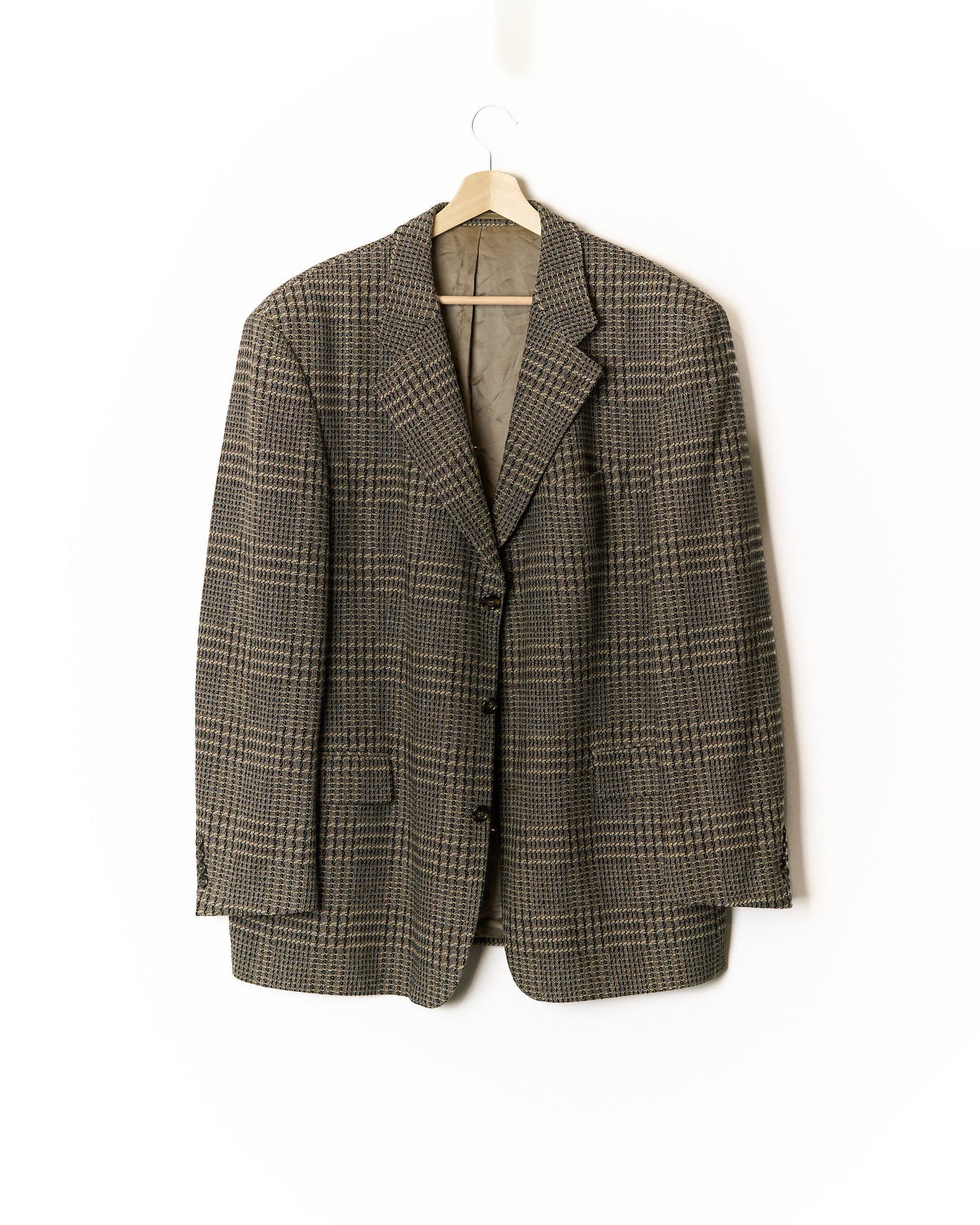 Hugo Boss Beige and Brown Checkered Poseidon Sport Jacket Cashmere Wool Blazer