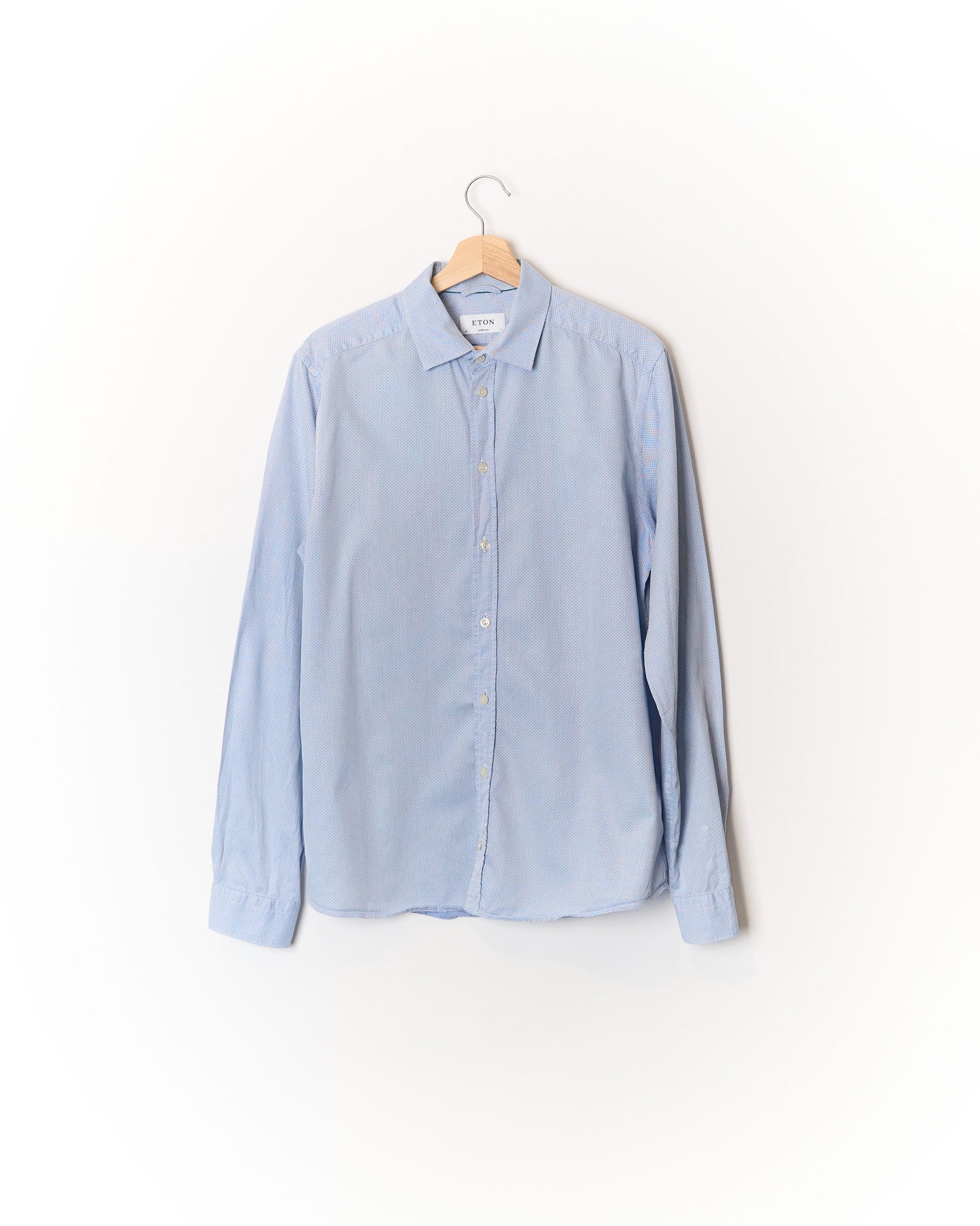 Eton hellblau gepunktetes Super Slim Baumwollhemd