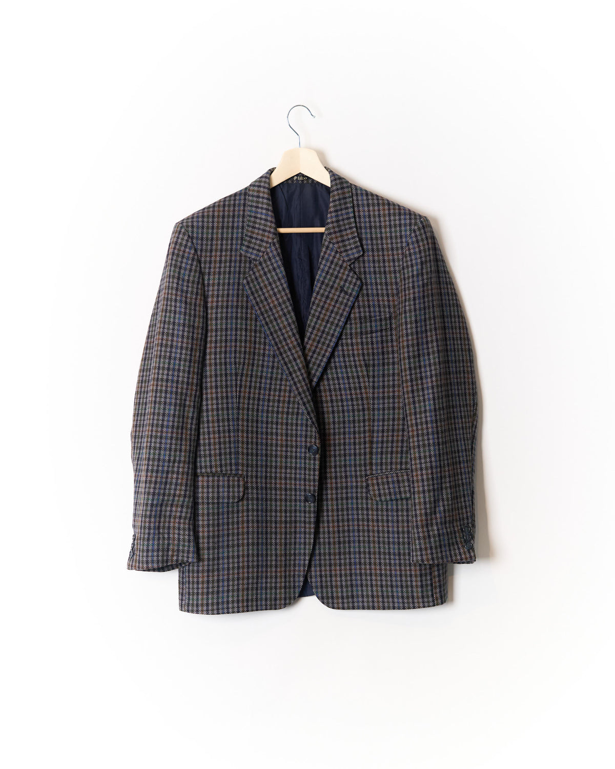 Falbe Grey and Navy Checkered Sport Jacket Wool Blazer