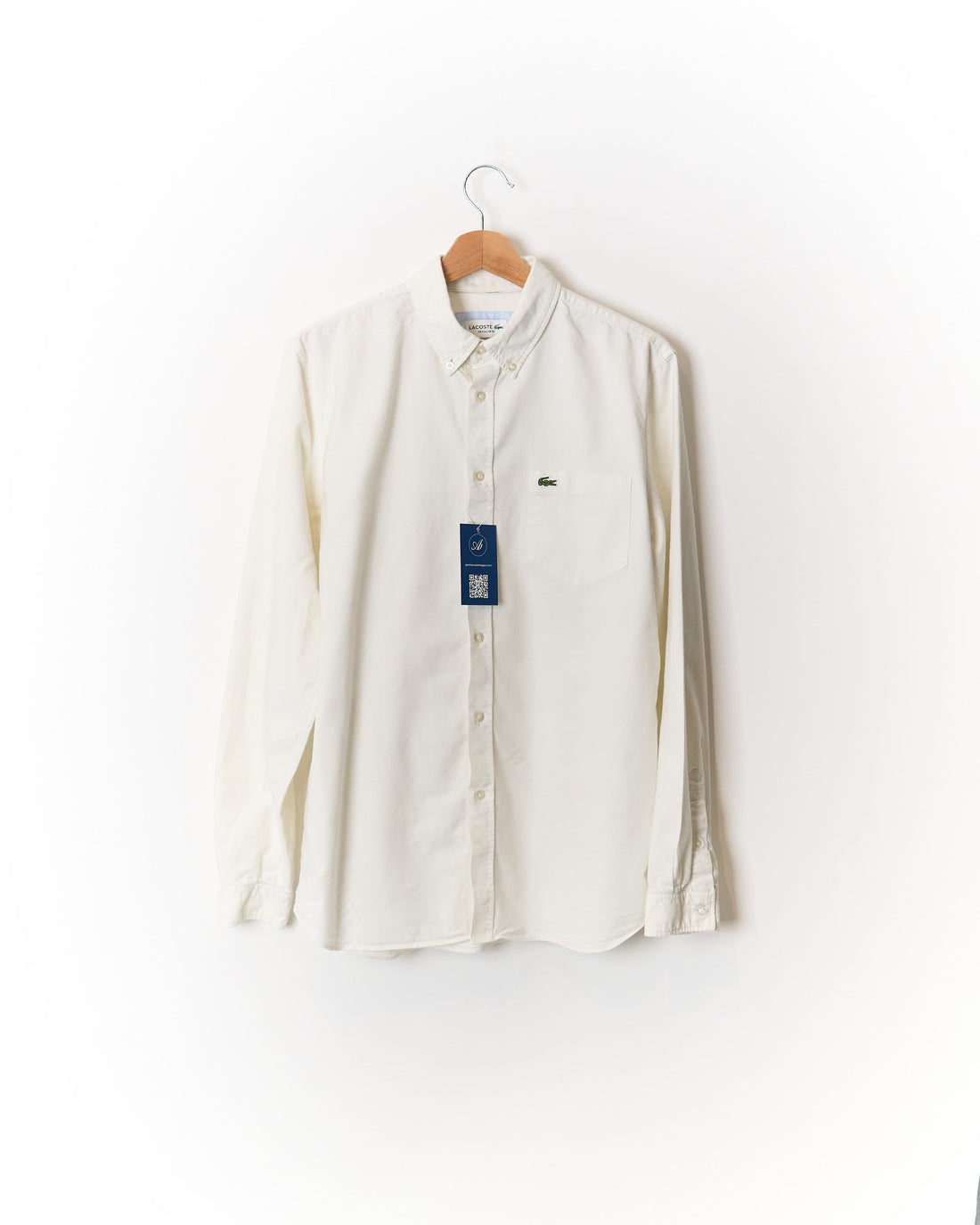 Lacoste White Regular Fit Button Down Cotton Shirt
