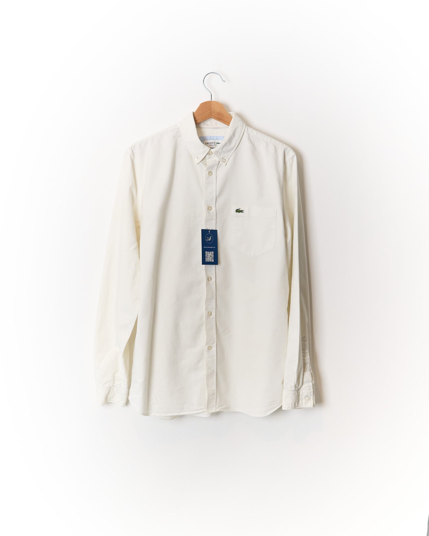 Lacoste White Regular Fit Button Down Cotton Shirt