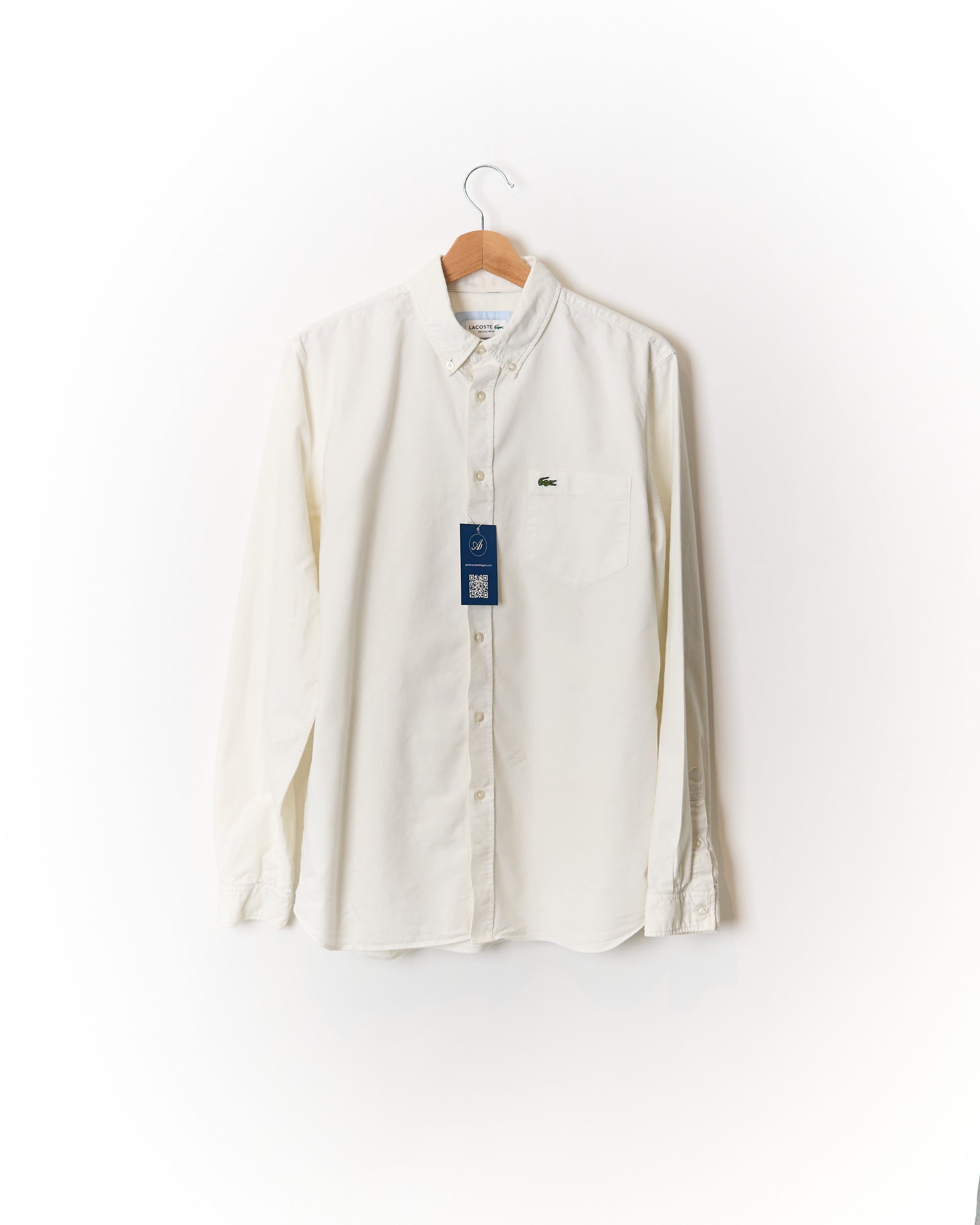 Lacoste White Regular Fit Button Down Cotton Shirt