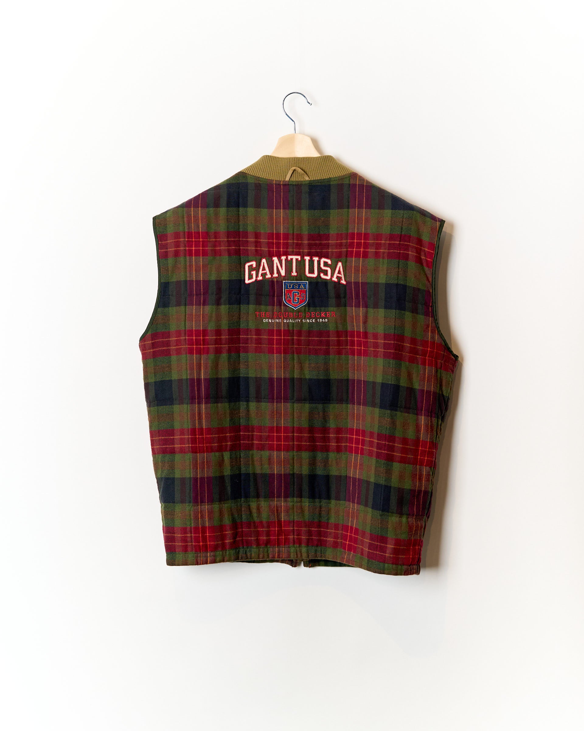 Gant Green and Red Checkered The Double Decker Vest