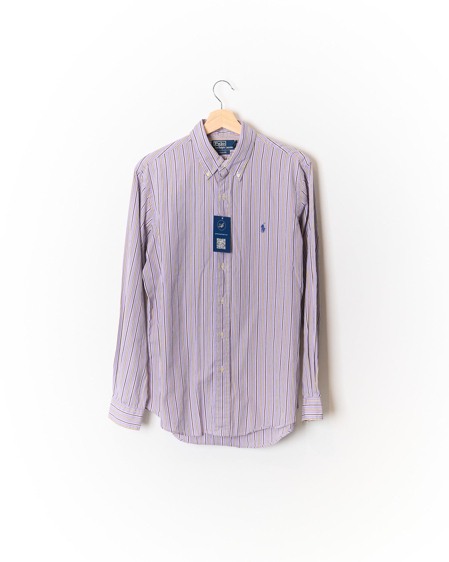 Polo Ralph Lauren Purple Striped Custom Fit Button Down Cotton Shirt