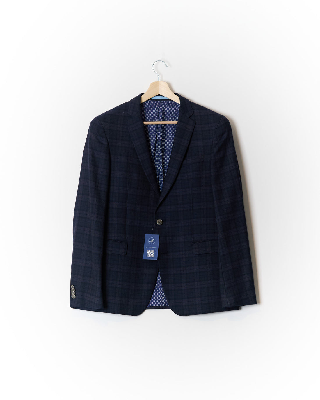 Sand Copenhagen Navy Checkered Silver Button Virgin Wool Club Blazer