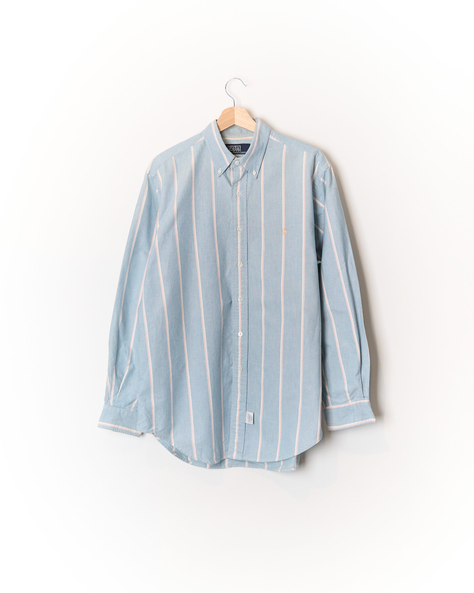 Ralph Lauren Lightblue, Red and White Striped Button-Down Cotton Shirt