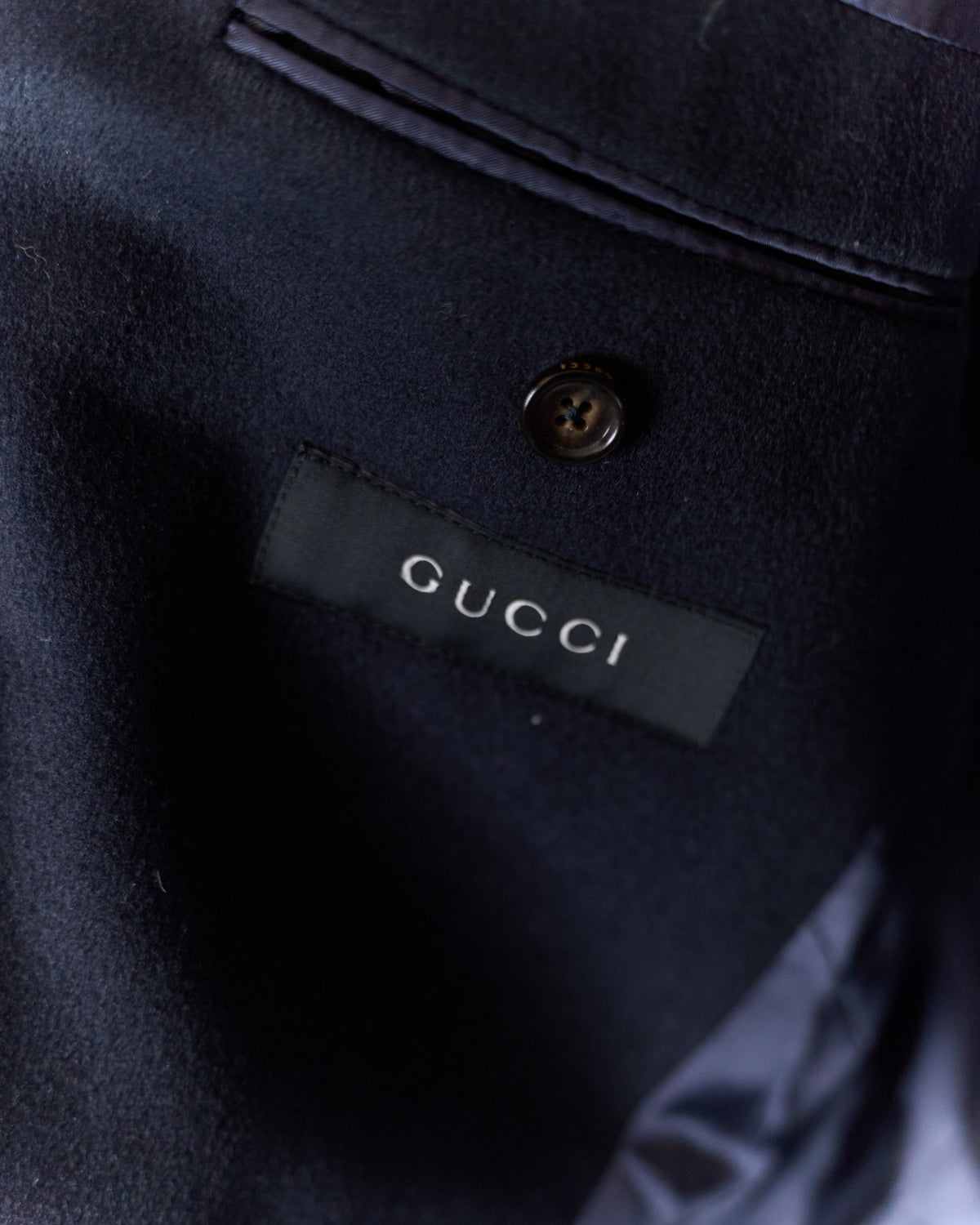 Gucci Navy Wool Quilted Overcoat