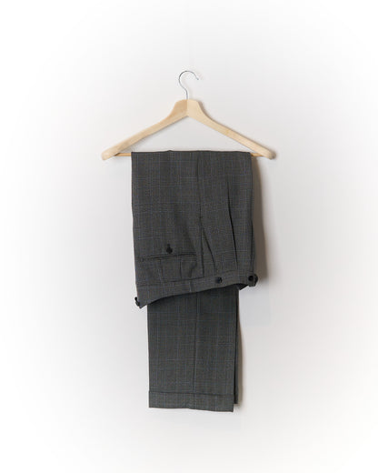Mond Grey Checkered Wide Legs and Vest Wool Suit