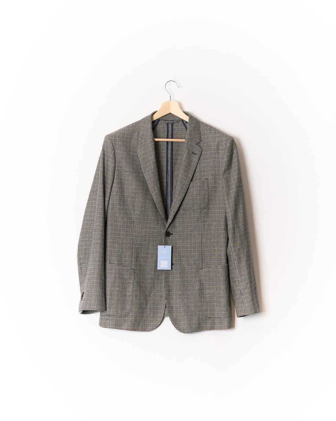 Gant Beige, Green, Blue and Brown Houndstooth Wool Sport Jacket Blazer
