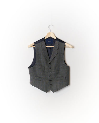 Mond Grey Checkered Wide Legs and Vest Wool Suit