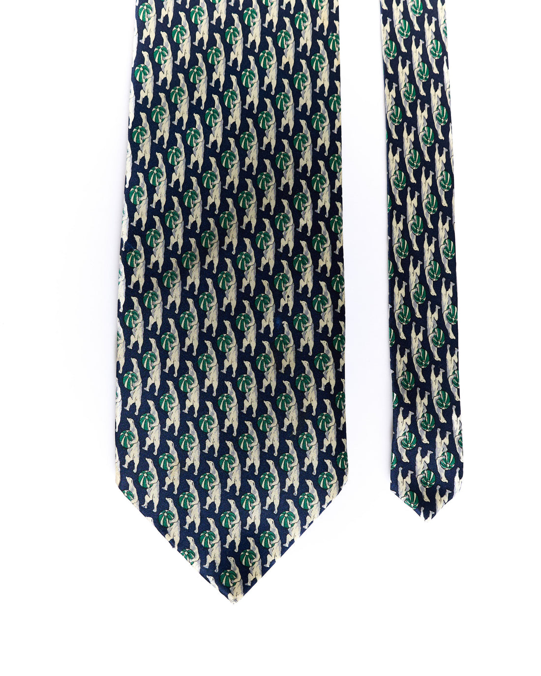 Navy Polar Bear Hand Made Vintage Silk Tie