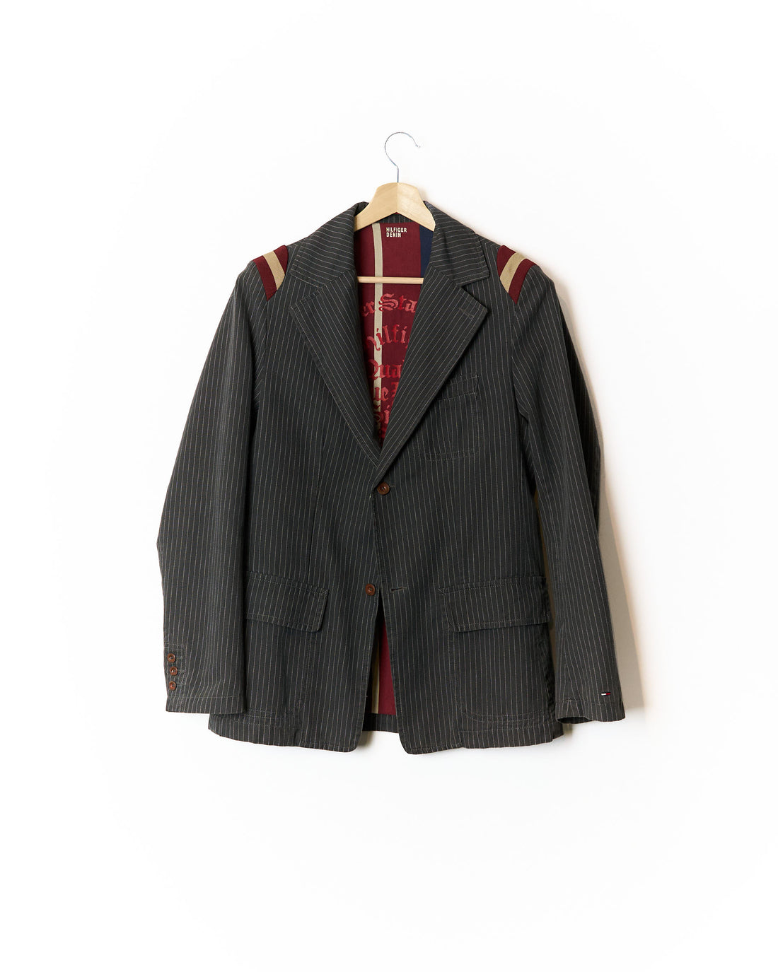 Tommy Hilfiger Denim Dark Grey Pinstripe Cotton Blazer