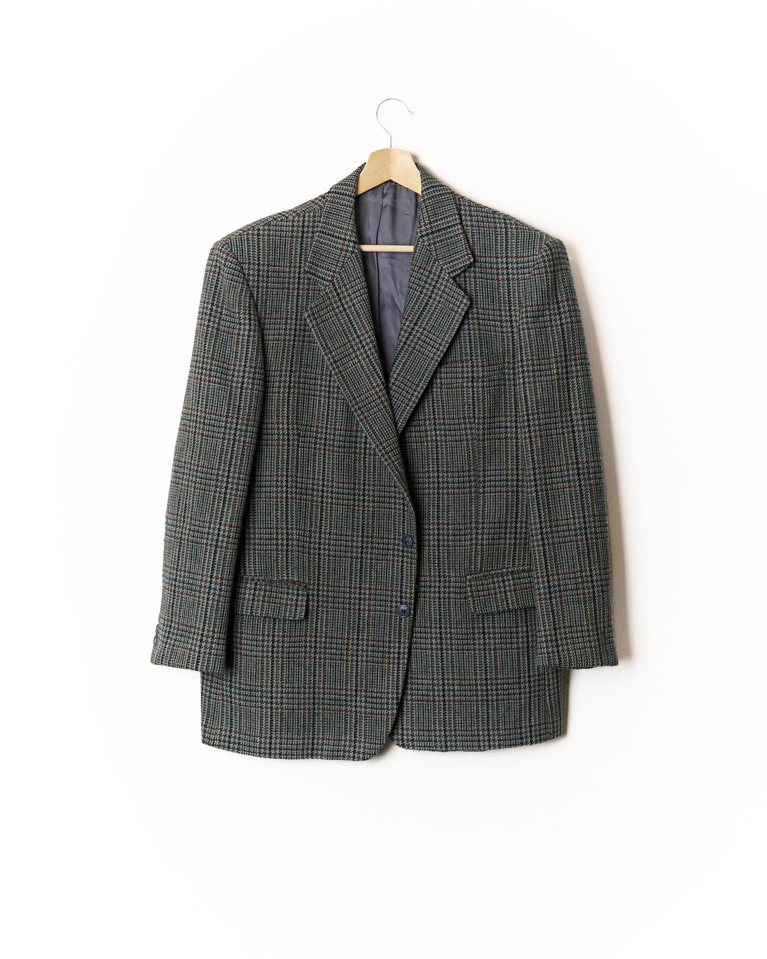 Giole Light Blue, Navy, Green and Red Houndstooth Sport Jacket Blazer