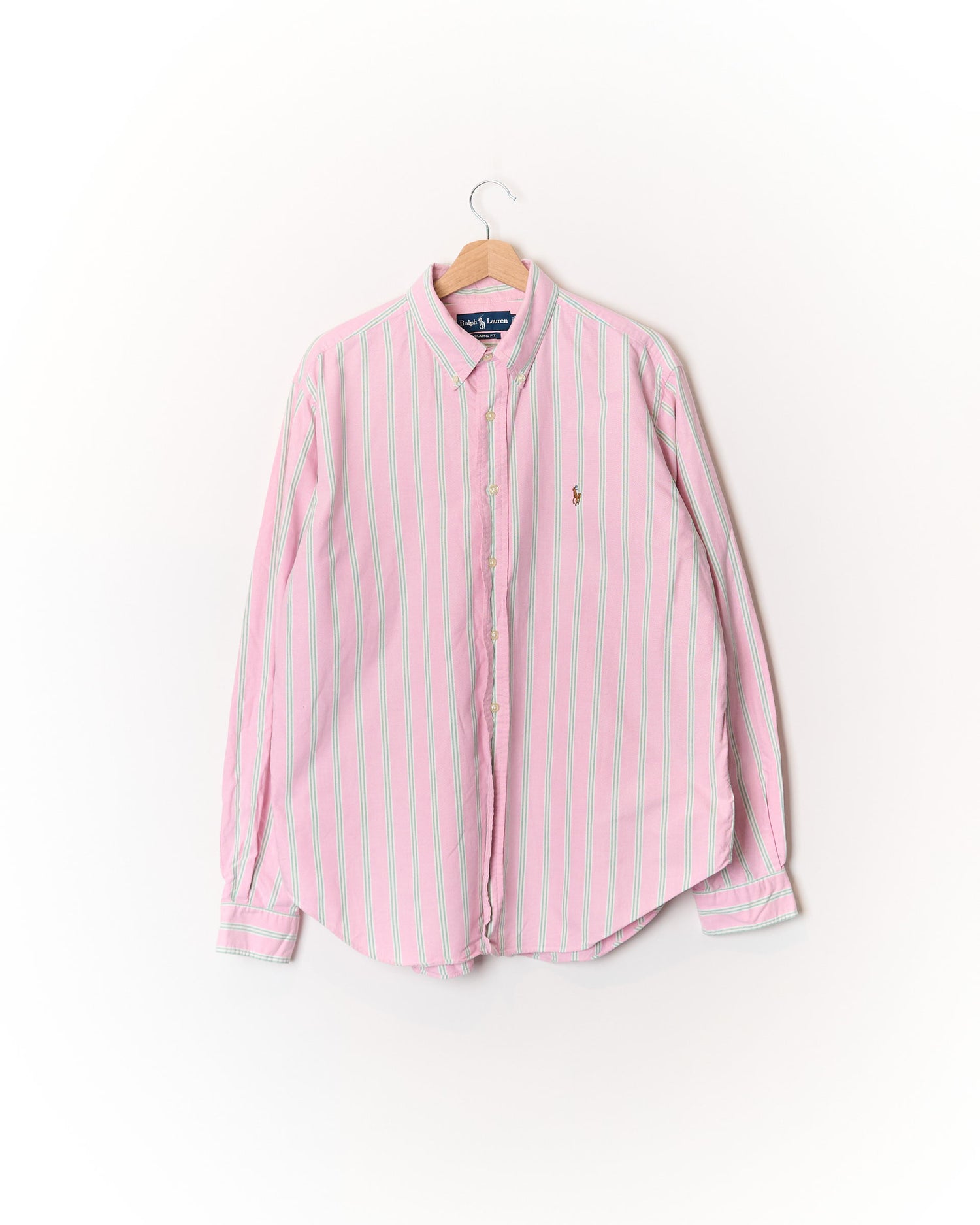 Ralph Lauren Pink, Green and White Classic Fit Button-Down Cotton Shirt