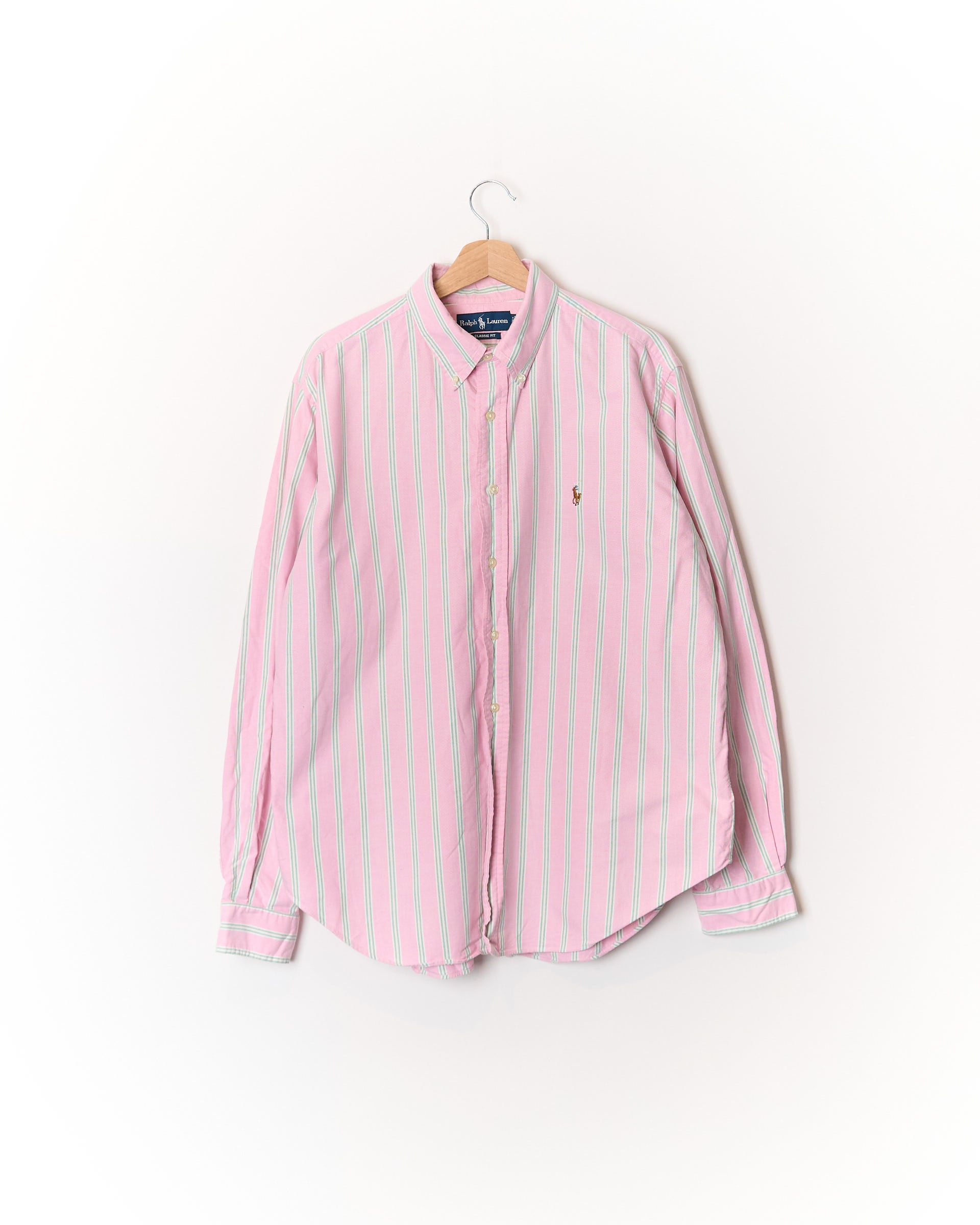 Ralph Lauren Pink, Green and White Classic Fit Button-Down Cotton Shirt