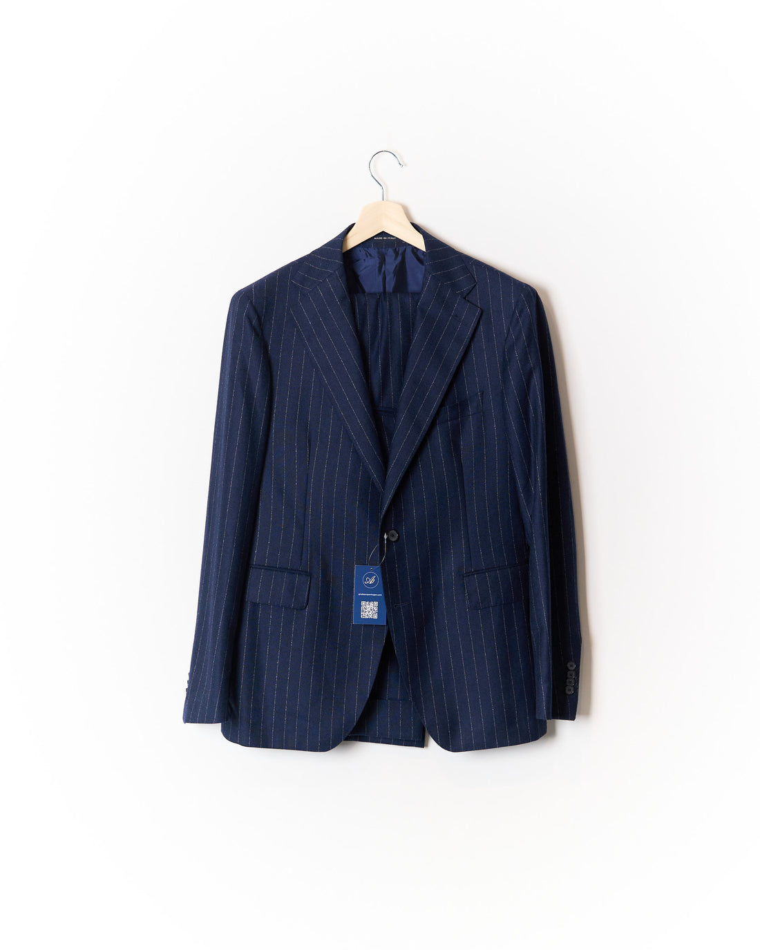 Tagliatore Navy Pinstriped Straight Leg Virgin Wool Suit