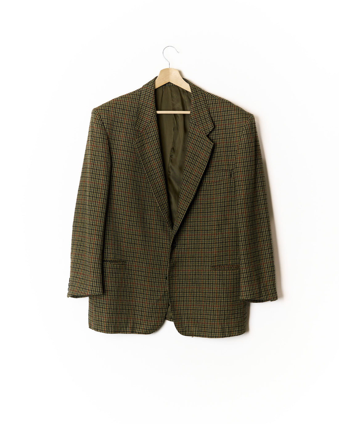 Franco Russi Brown, Green and Navy Houndstooth Virgin Wool Sport Jacket Blazer
