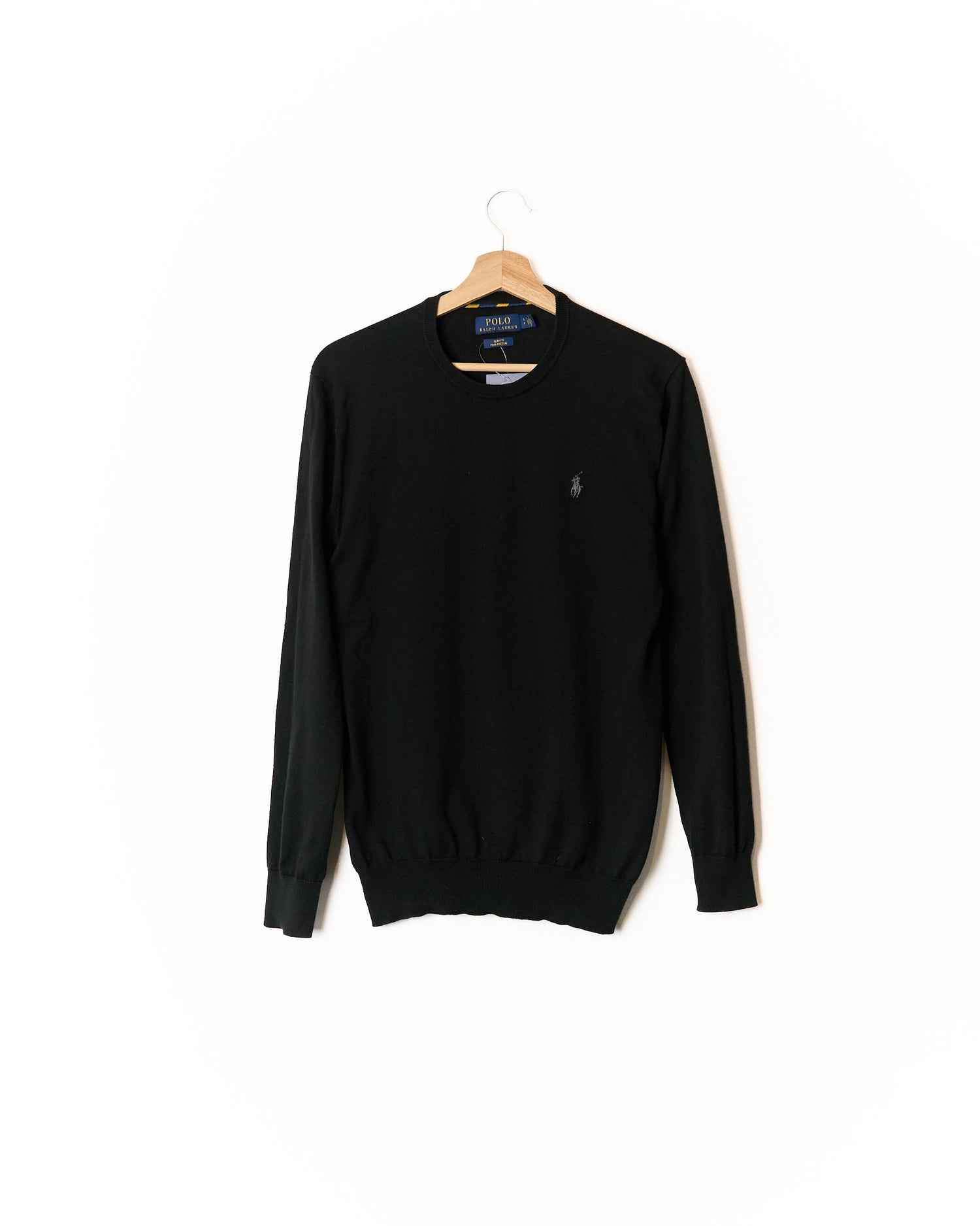 Polo Ralph Lauren Black Slim Fit Pima Cotton O-Neck Knit