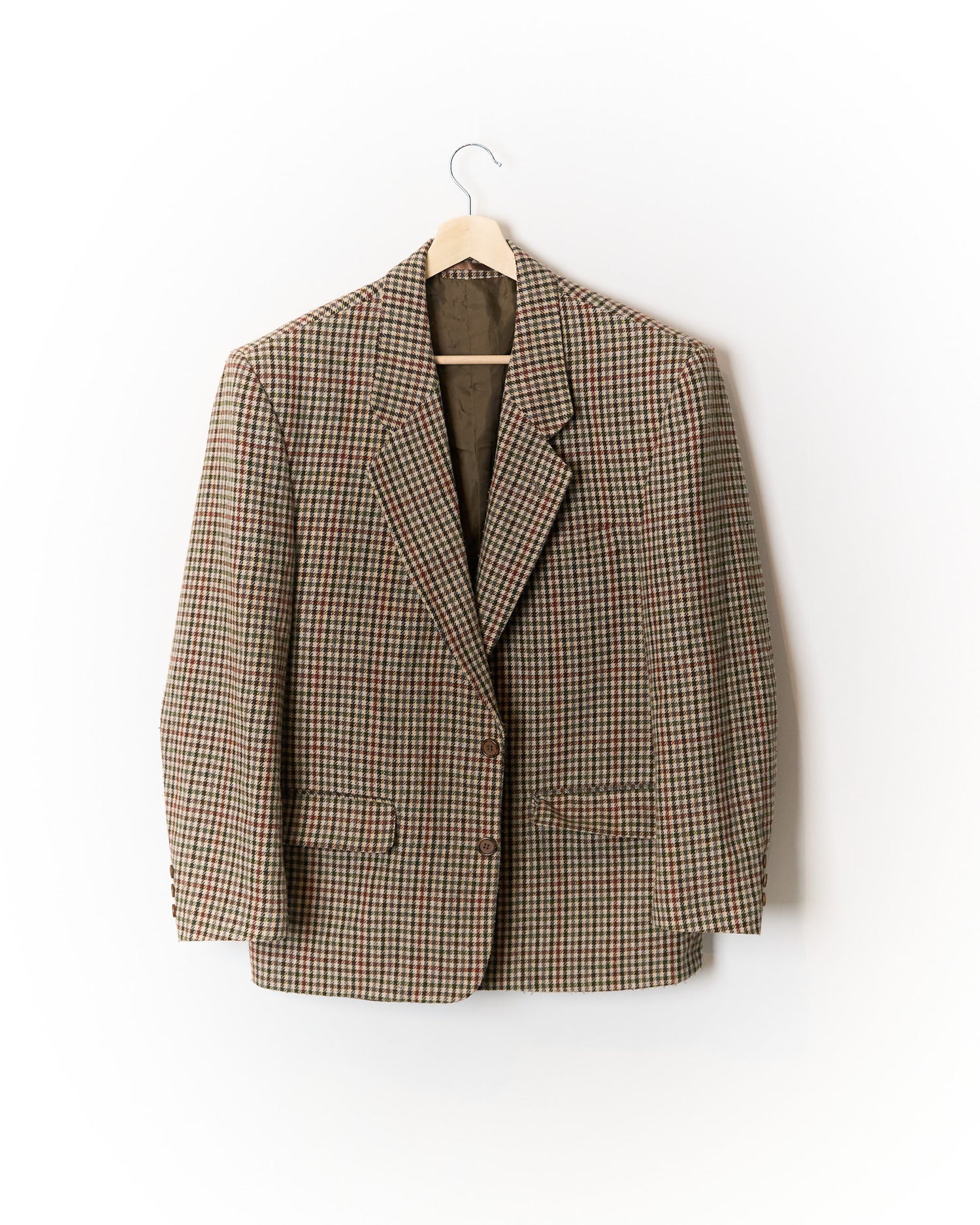 Dynasti Beige Checkered Wool Sport Jacket Blazer