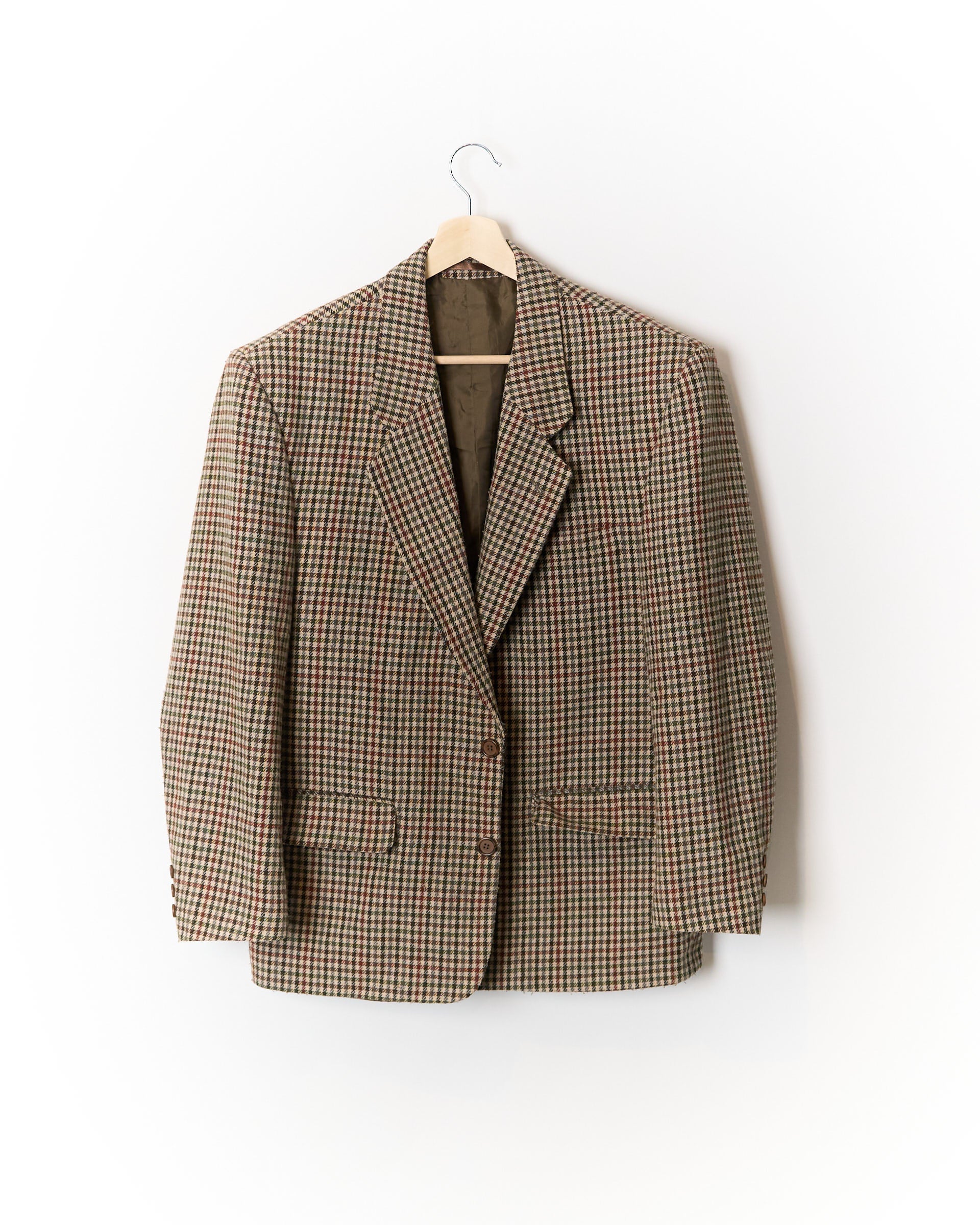 Dynasti Beige Checkered Wool Sport Jacket Blazer