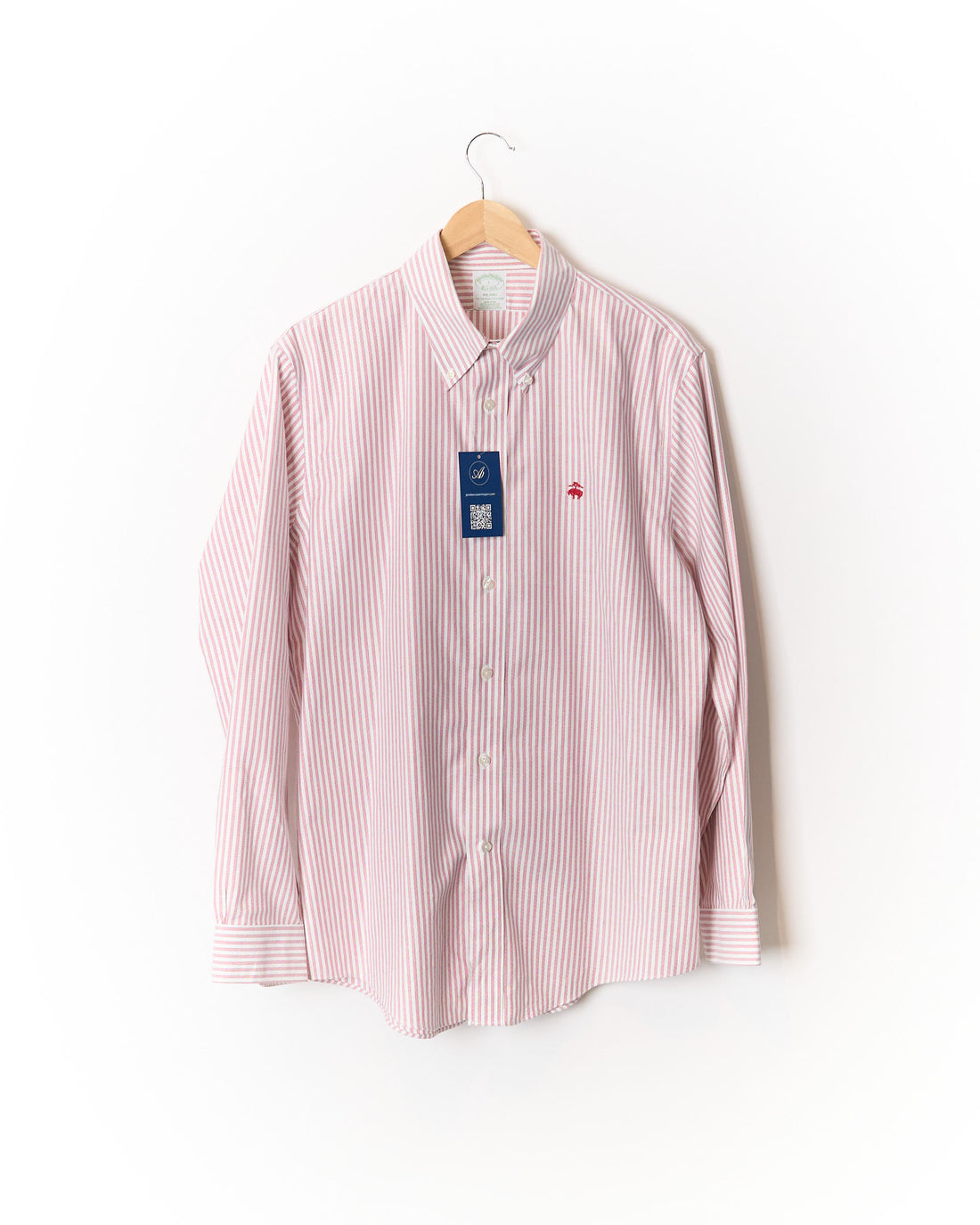 Brooks Brothers Red and White Striped Non Iron Supima Cotton Button Down Shirt