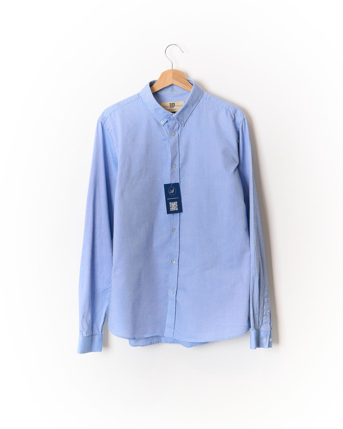 Bertoni Light Blue Easy Care Button Down Cotton Shirt