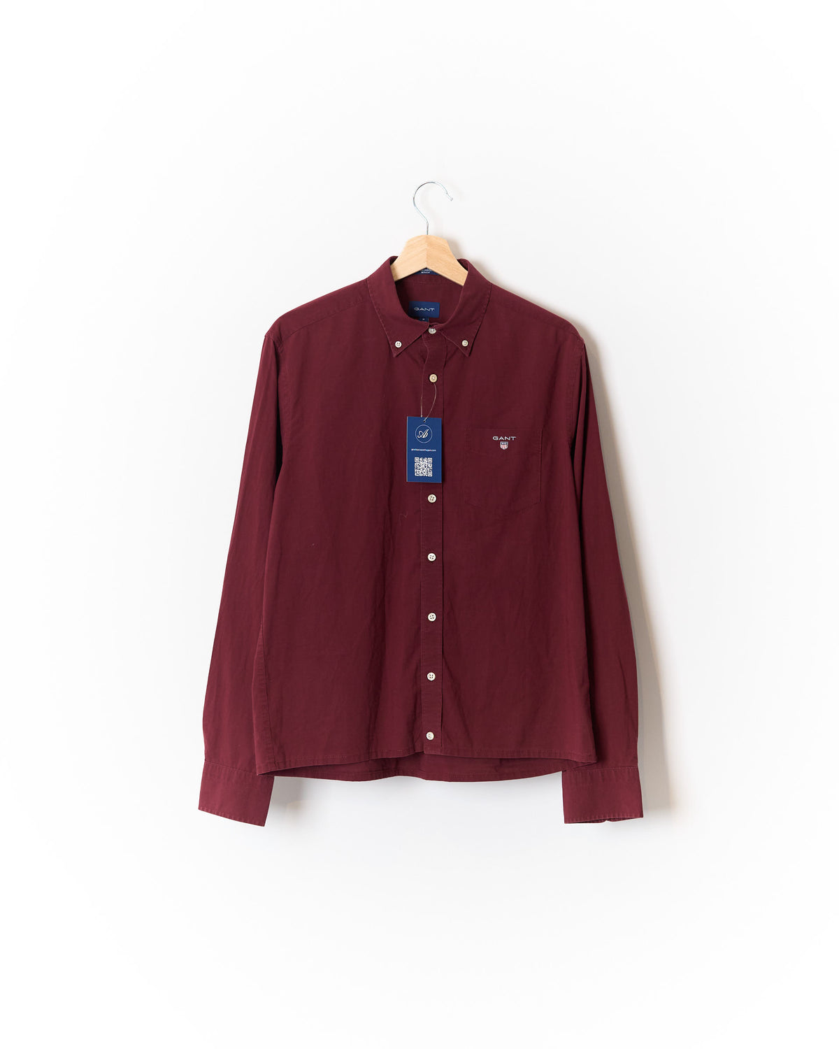 Gant Bordeaux Red Regular The Broadcloth Button Down Cotton Shirt