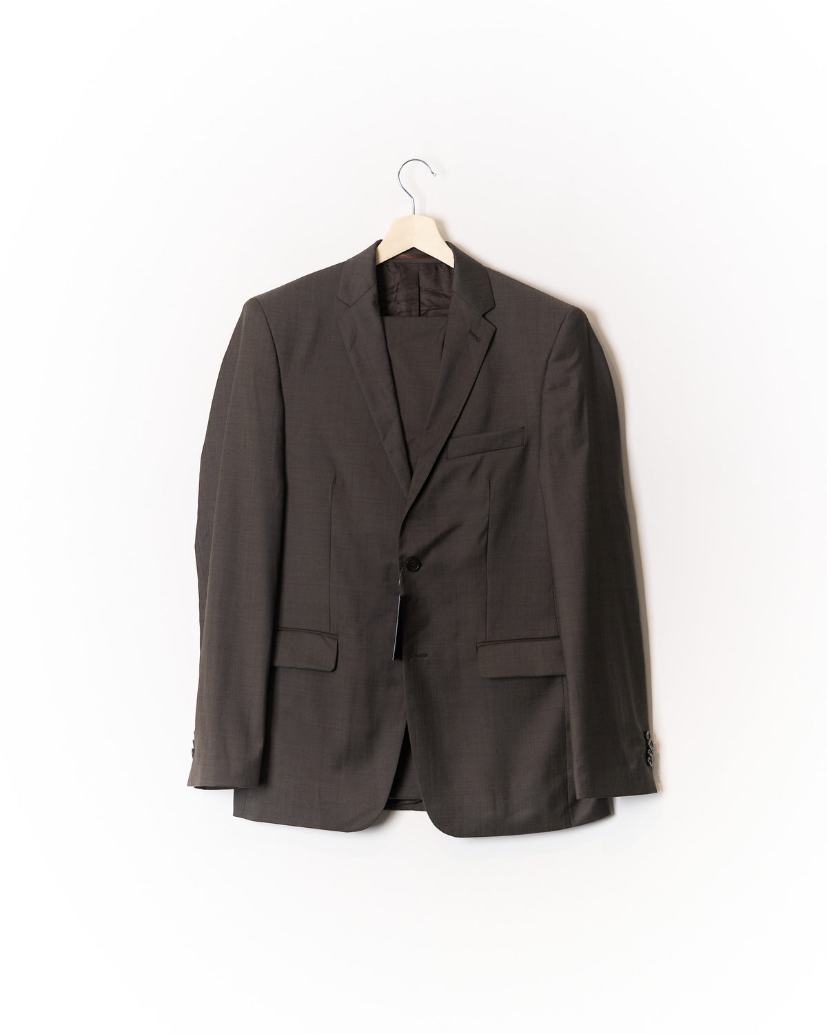 Grey Straigt Leg Wool Suit