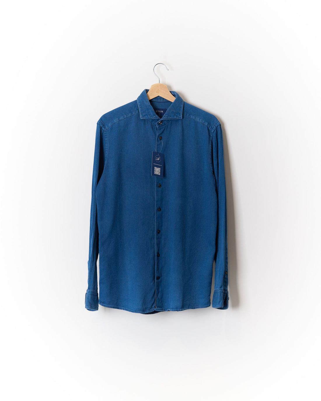Eton Blue Slim Denim Cotton Shirt