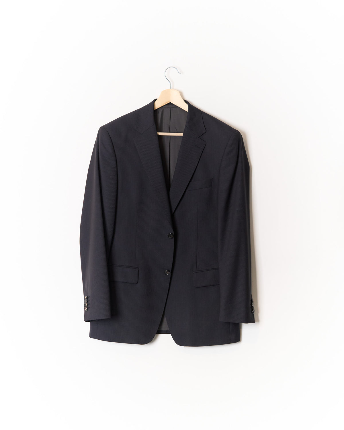 René Lezard Dark Grey Pinstripe Wool and Silk Blazer