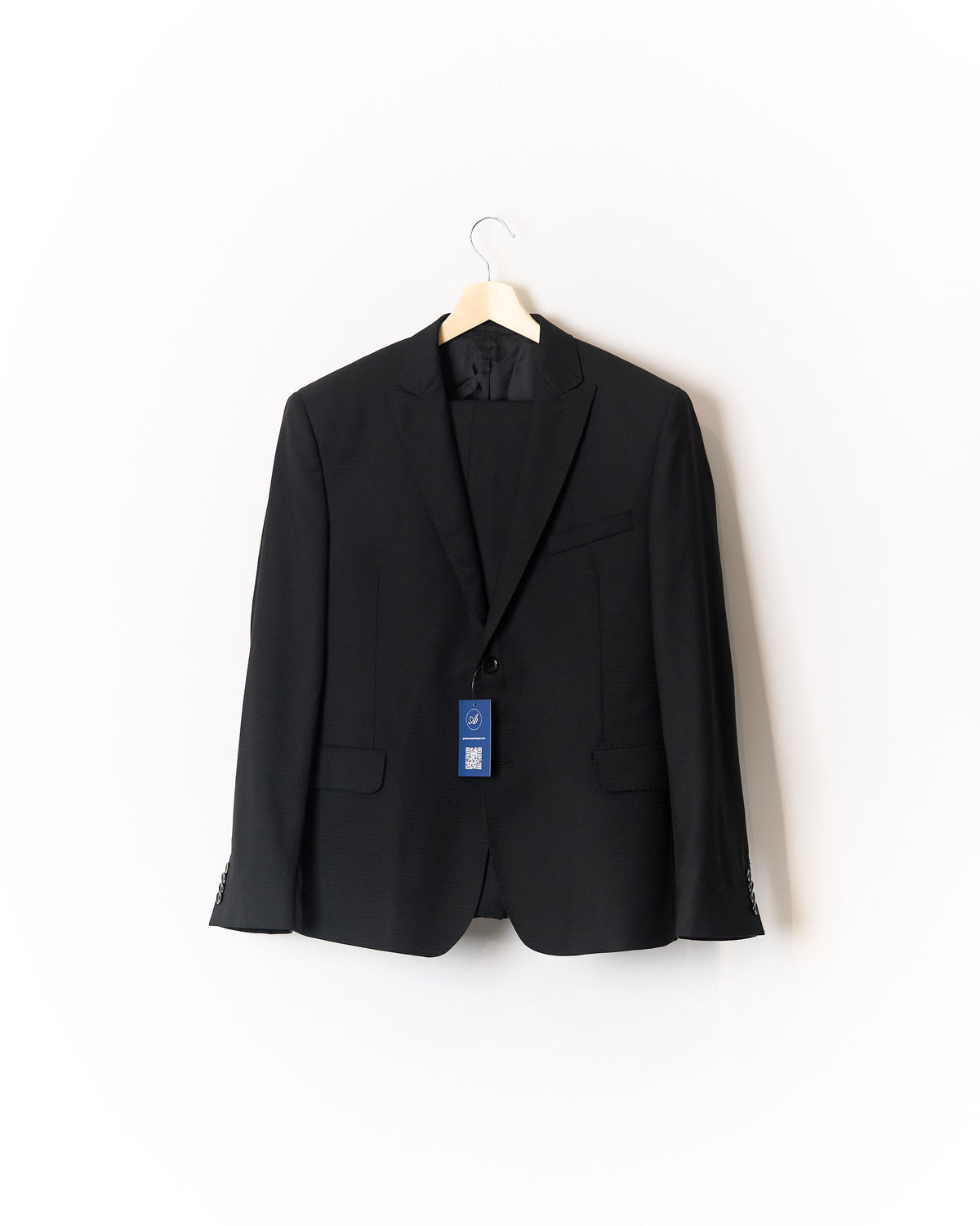 Blazek Black Straigt Leg Wool and Mohair Suit