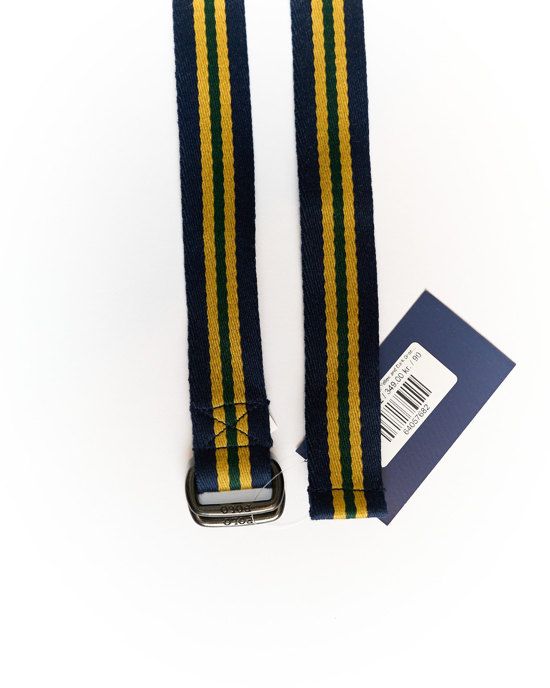 Polo Ralph Lauren Navy, Yellow and Dark Green D-Ring Belt