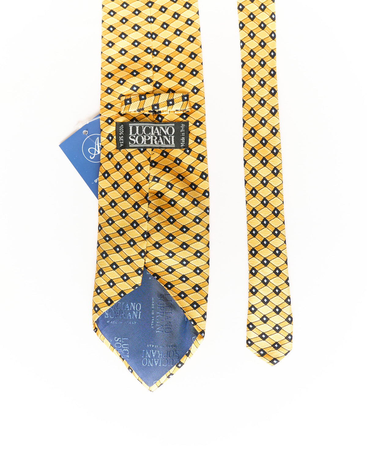 Luciano Soprani Yellow Print Silk Tie