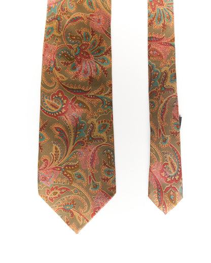 Gant Brown and Red Flower Print Silk Tie