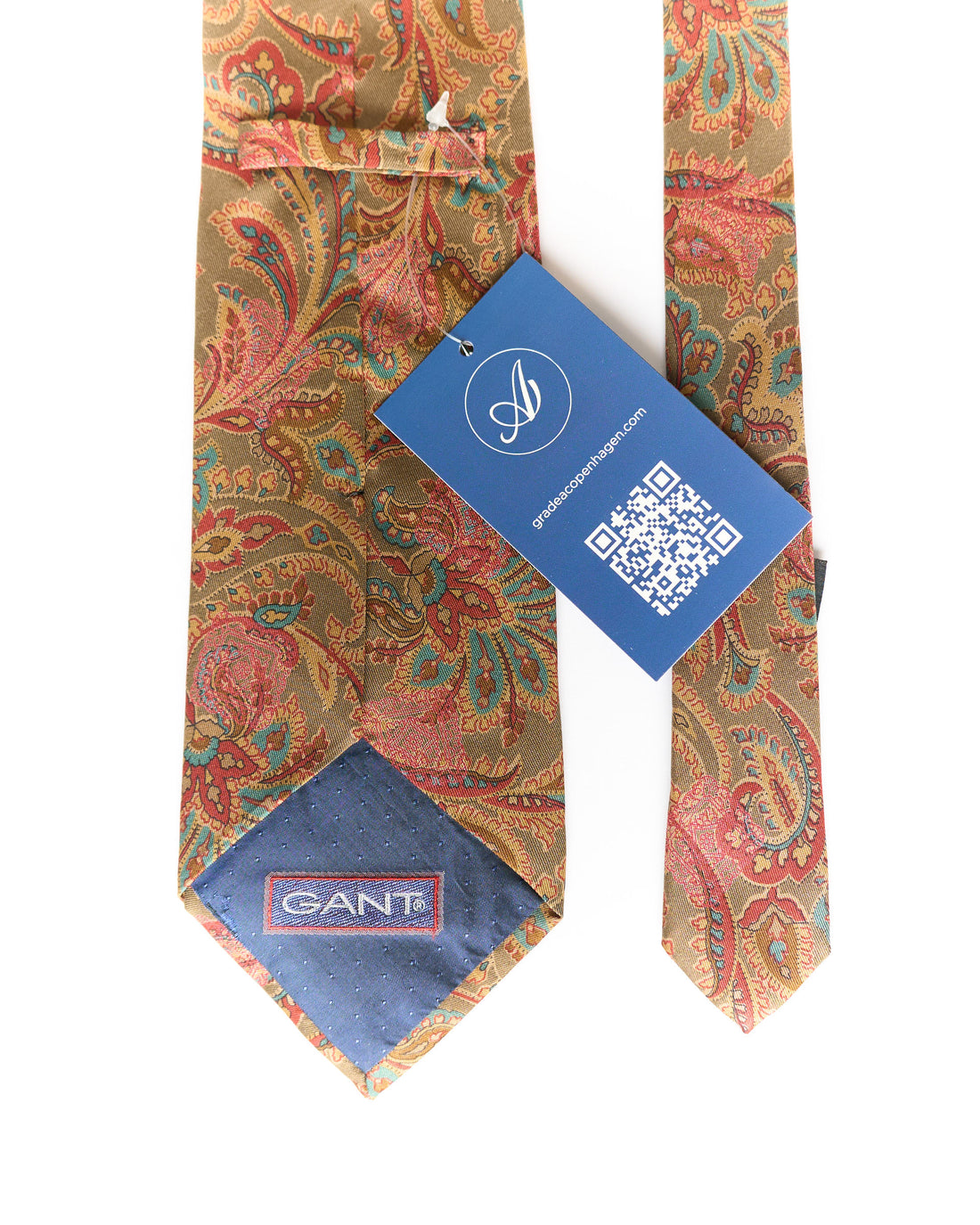 Gant Brown and Red Flower Print Silk Tie