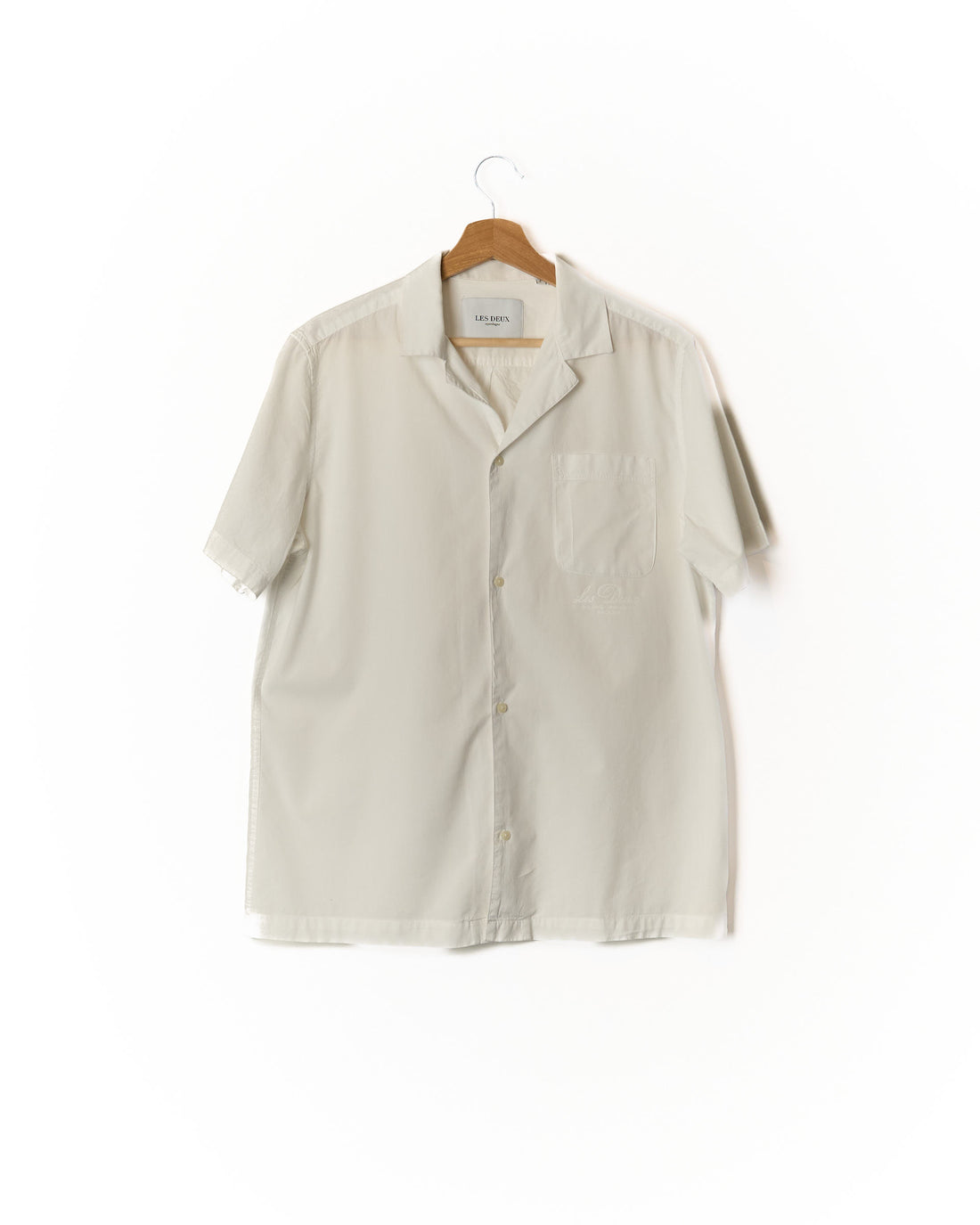 Les Deux White Leland Light Short Sleeved Cotton Shirt