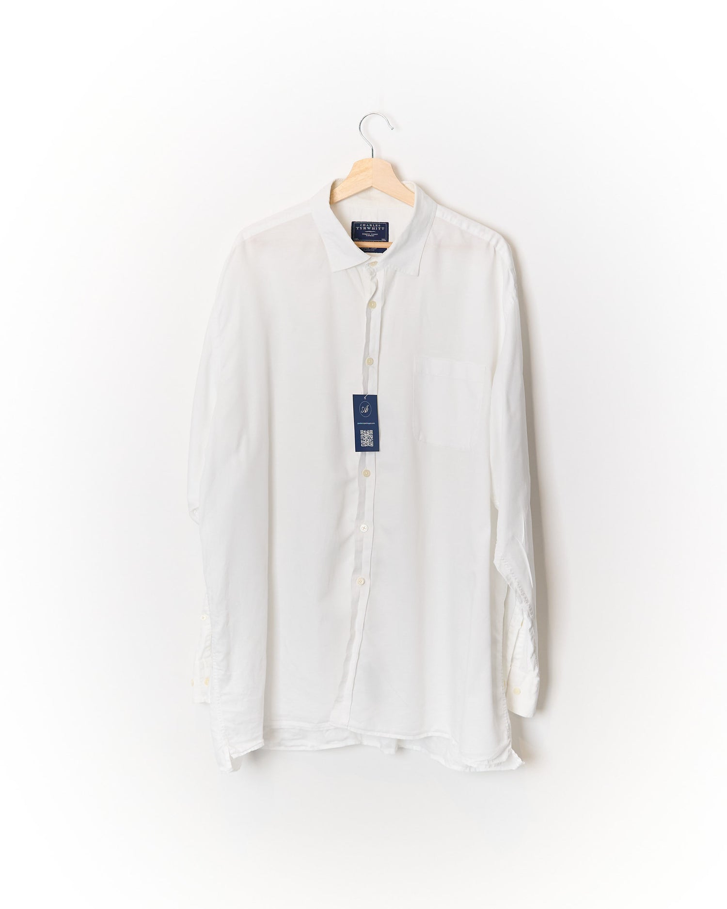 Charles Tyrwhitt White Classic Fit Linen and Cotton Shirt