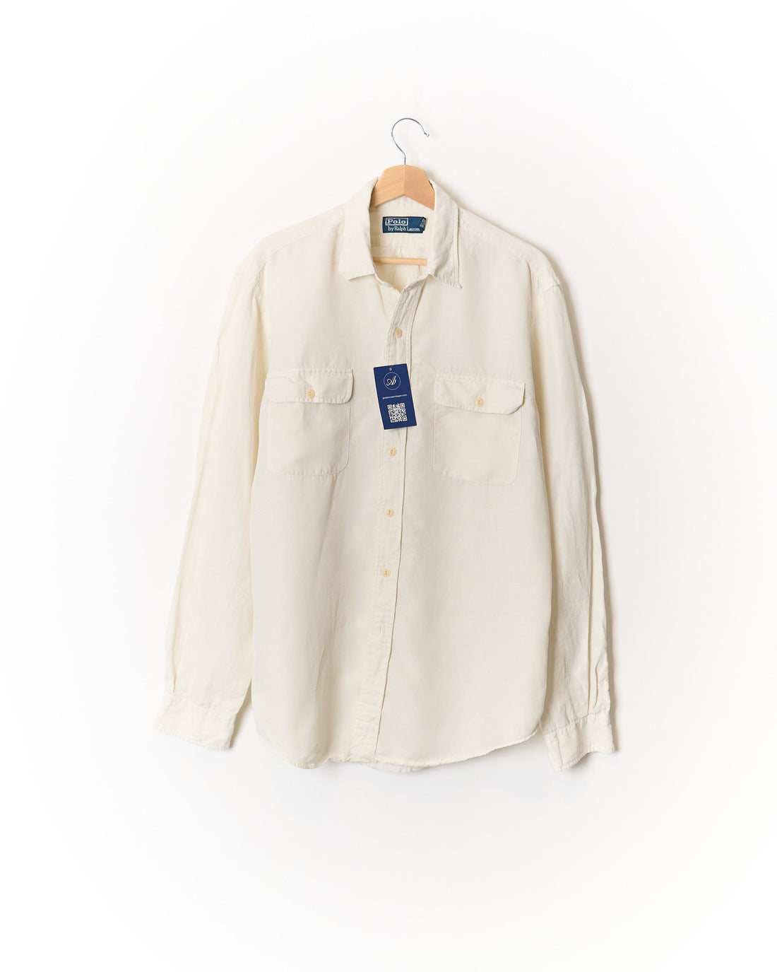 Polo Ralph Lauren Creme-weißes Overshirt aus Leinen und Seide