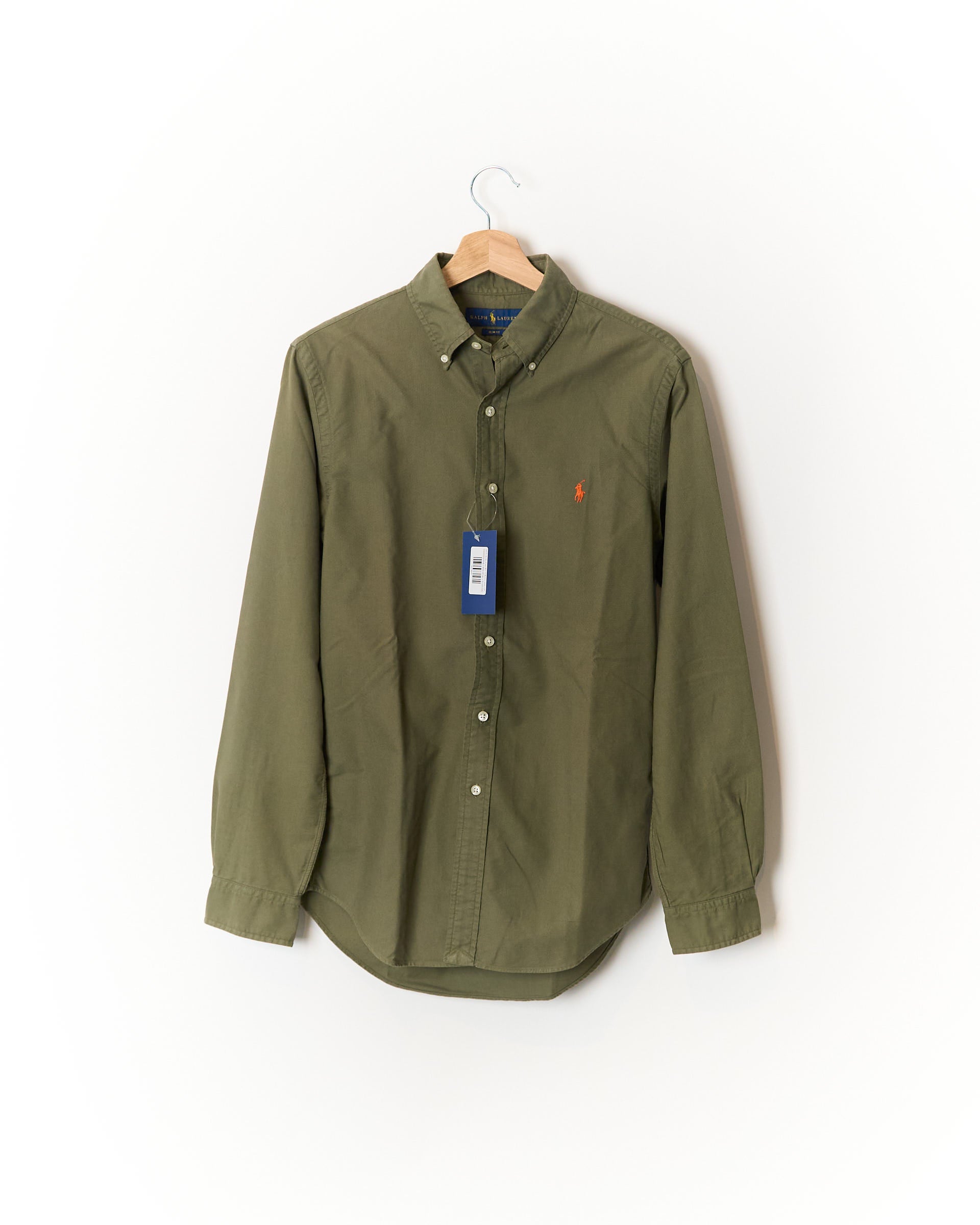 Ralph Lauren Khaki Slim Fit Button Down Cotton Shirt