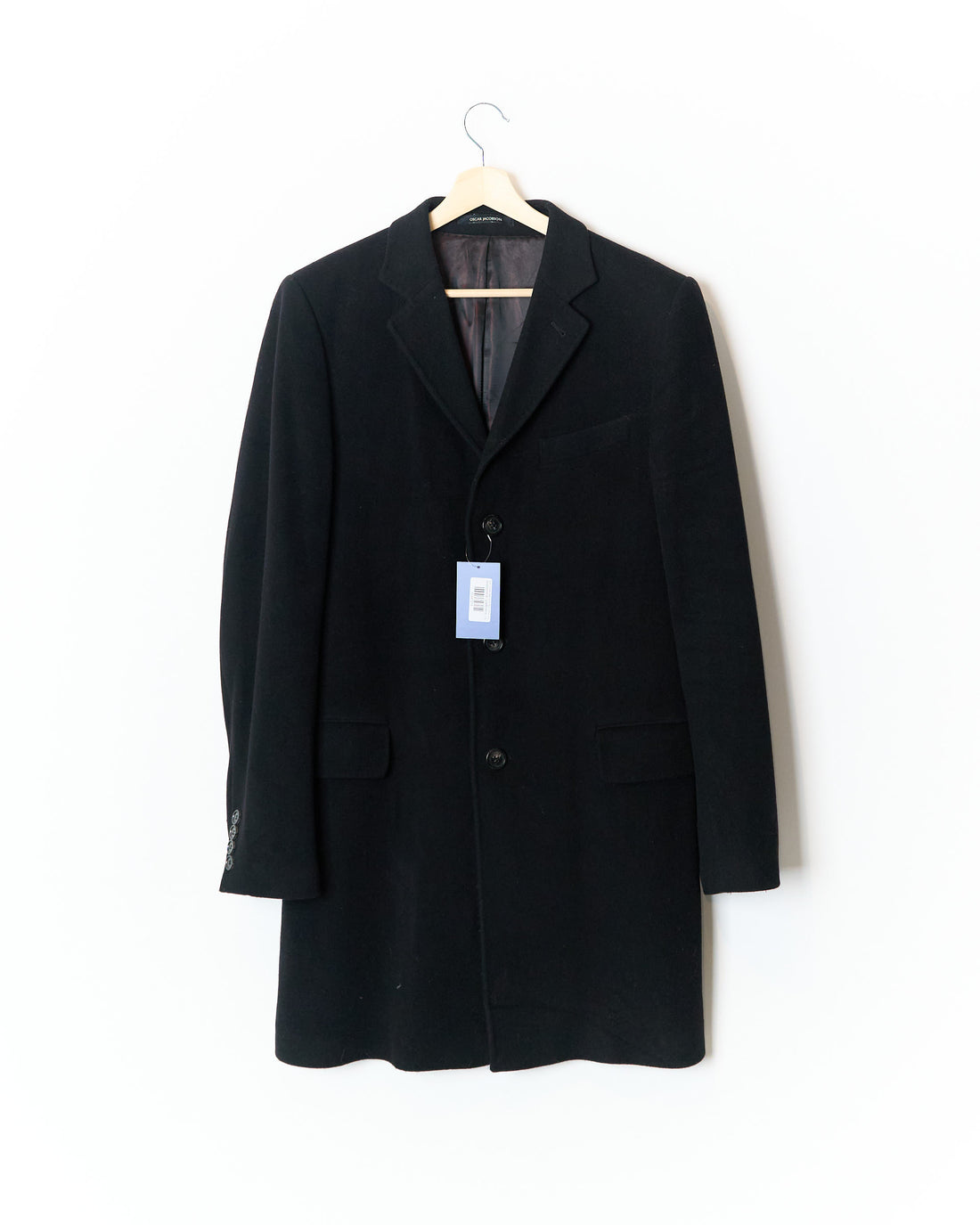 Oscar Jacobson Black Simon Atumn Winter Wool and Cashmere Coat