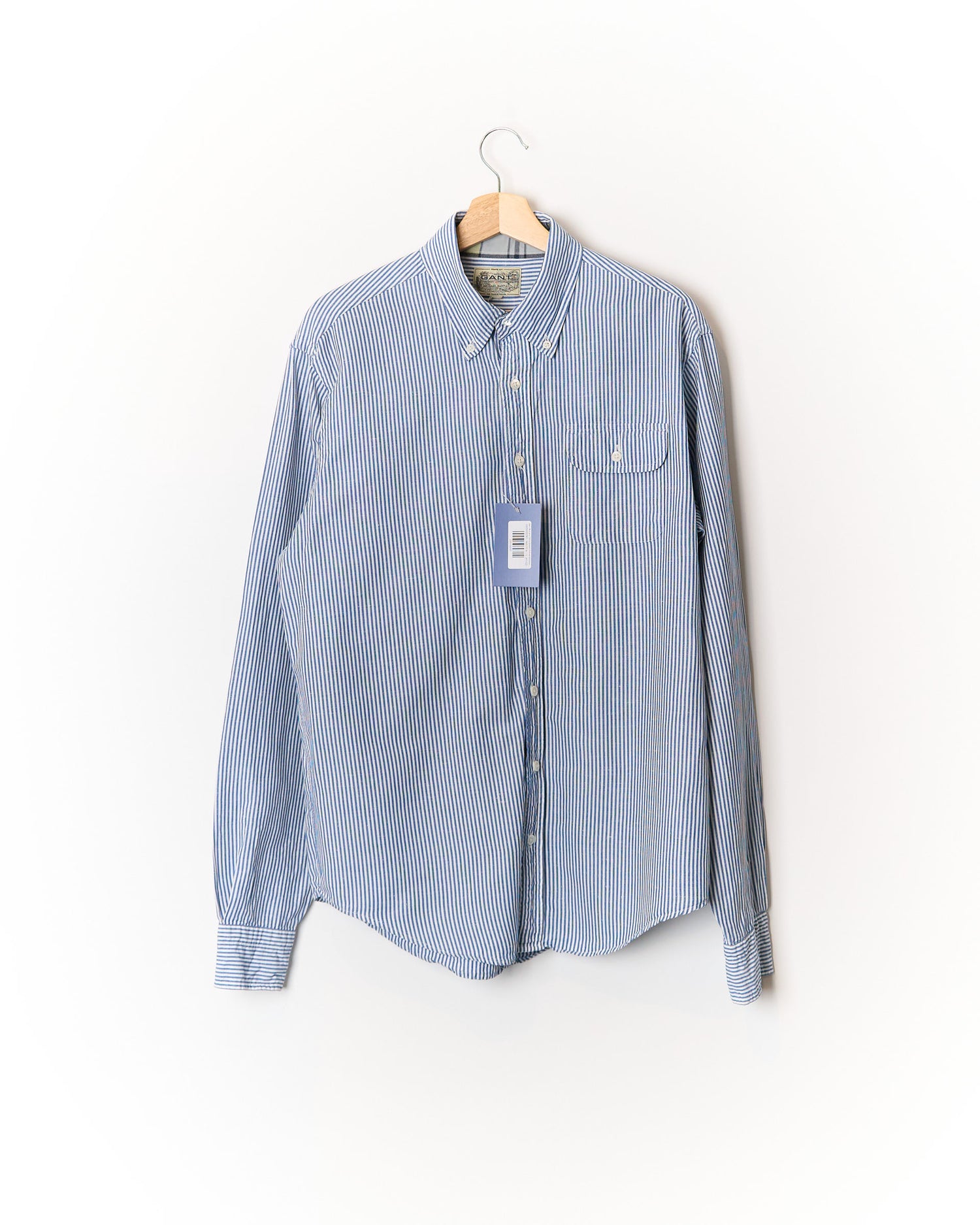 Gant blau-weiß gestreiftes Michael Sebastian Leinen-Baumwoll-Hemd mit Button-down-Kragen
