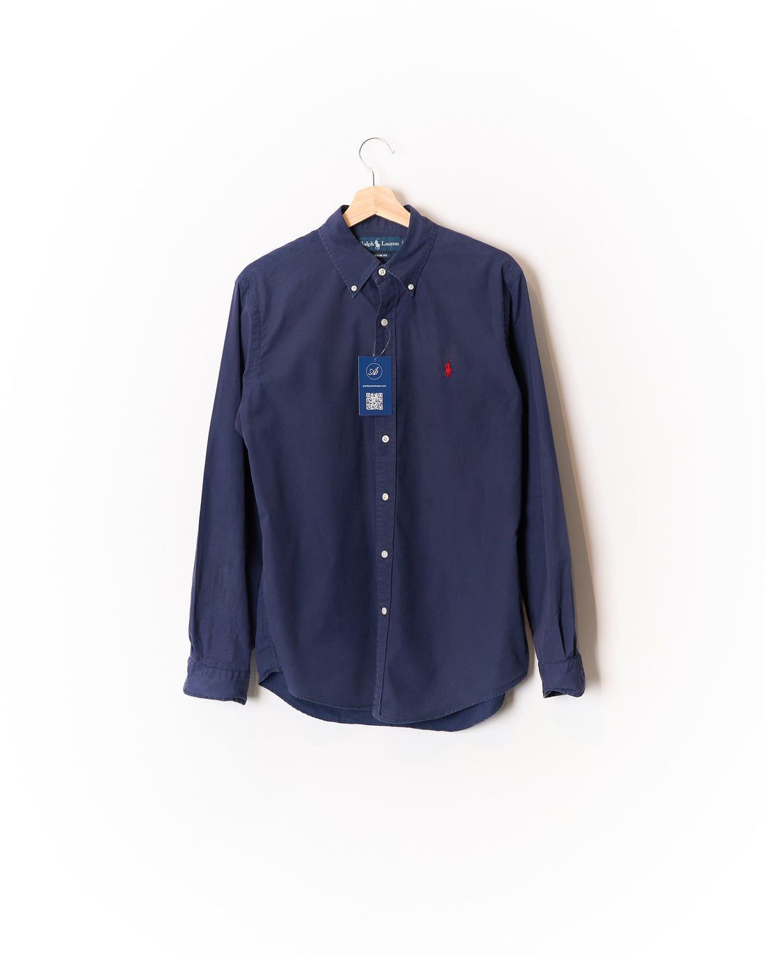 Ralph Lauren Navy Custom Fit Button Down Cotton Shirt