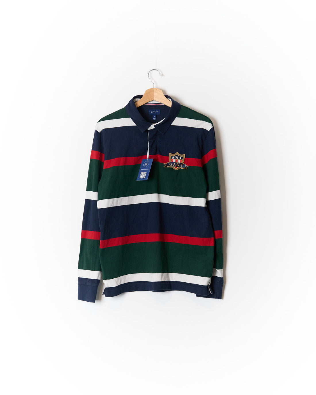 Gant Navy, Green, White and Red Striped Cotton Rugger