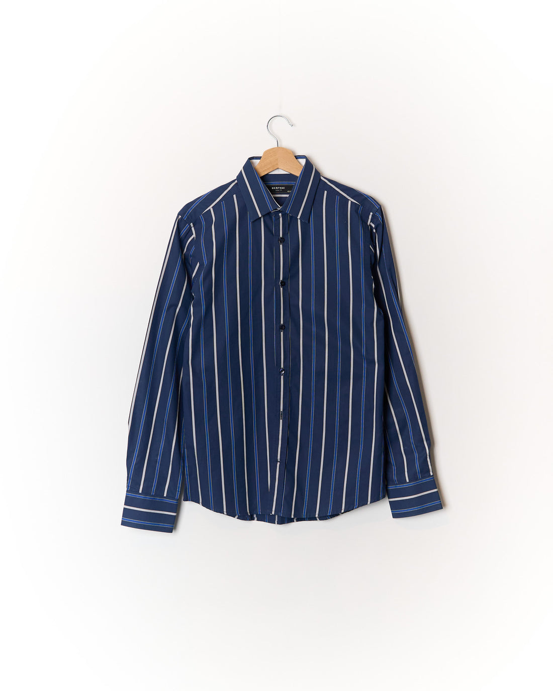 Bertoni Blue and White Striped Cotton Shirt
