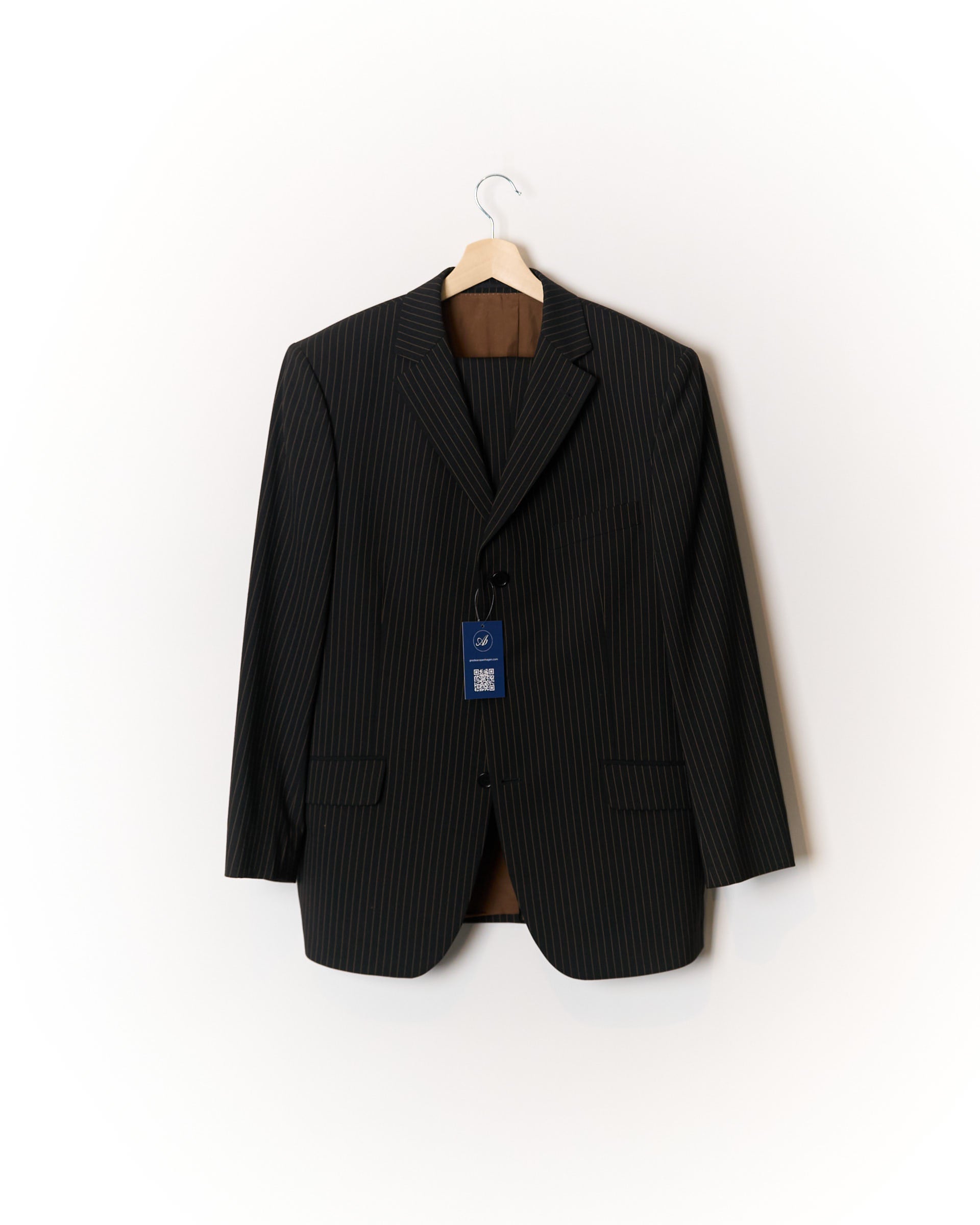 Black and Yellow Brown Pinstripe Wool Suit