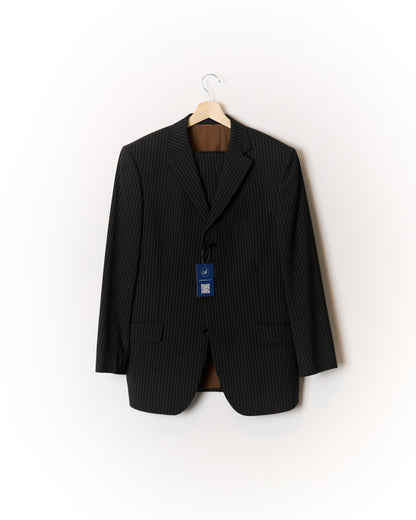 Black and Yellow Brown Pinstripe Wool Suit
