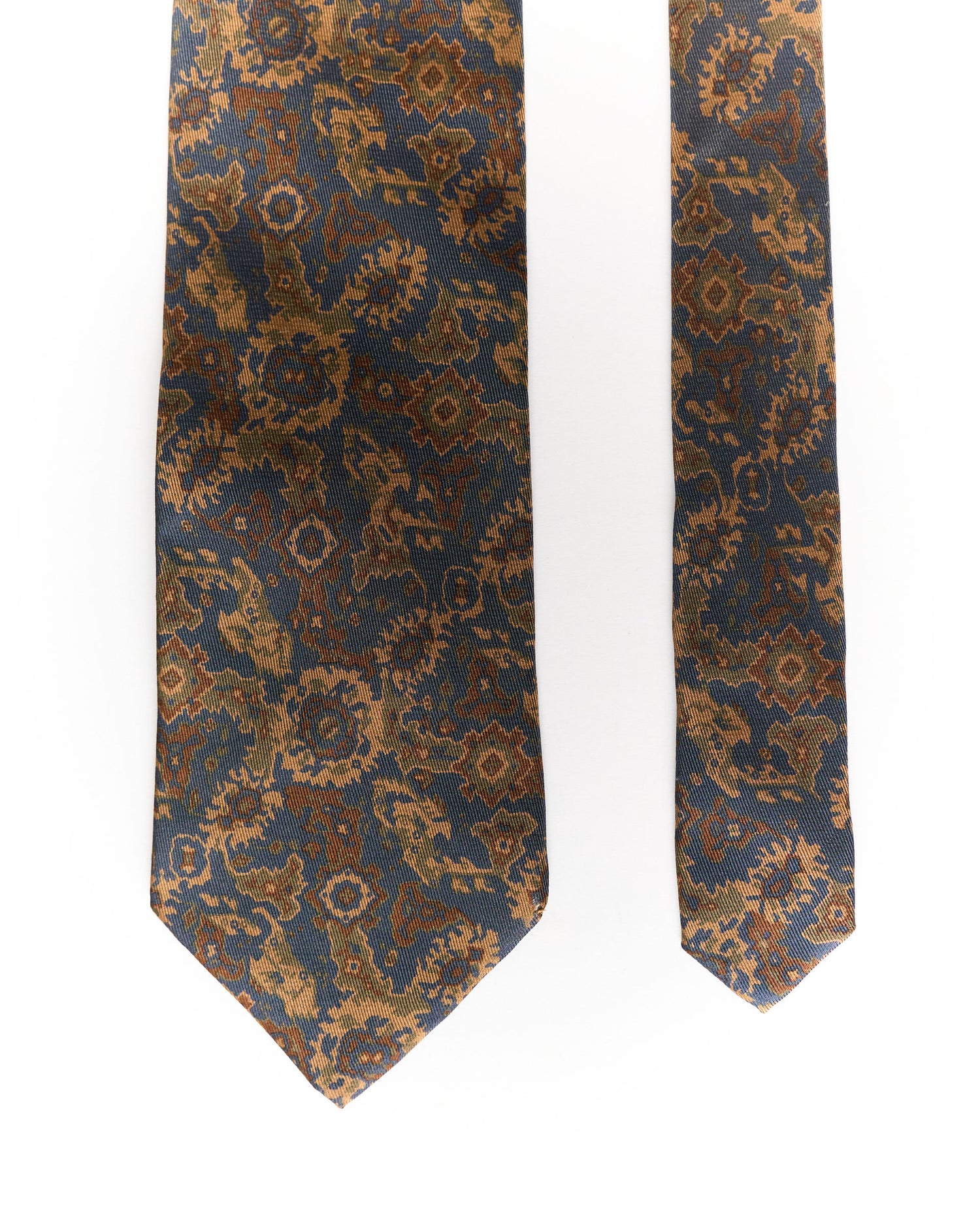 Bettini Brown and Navy Flower Print Silk Tie