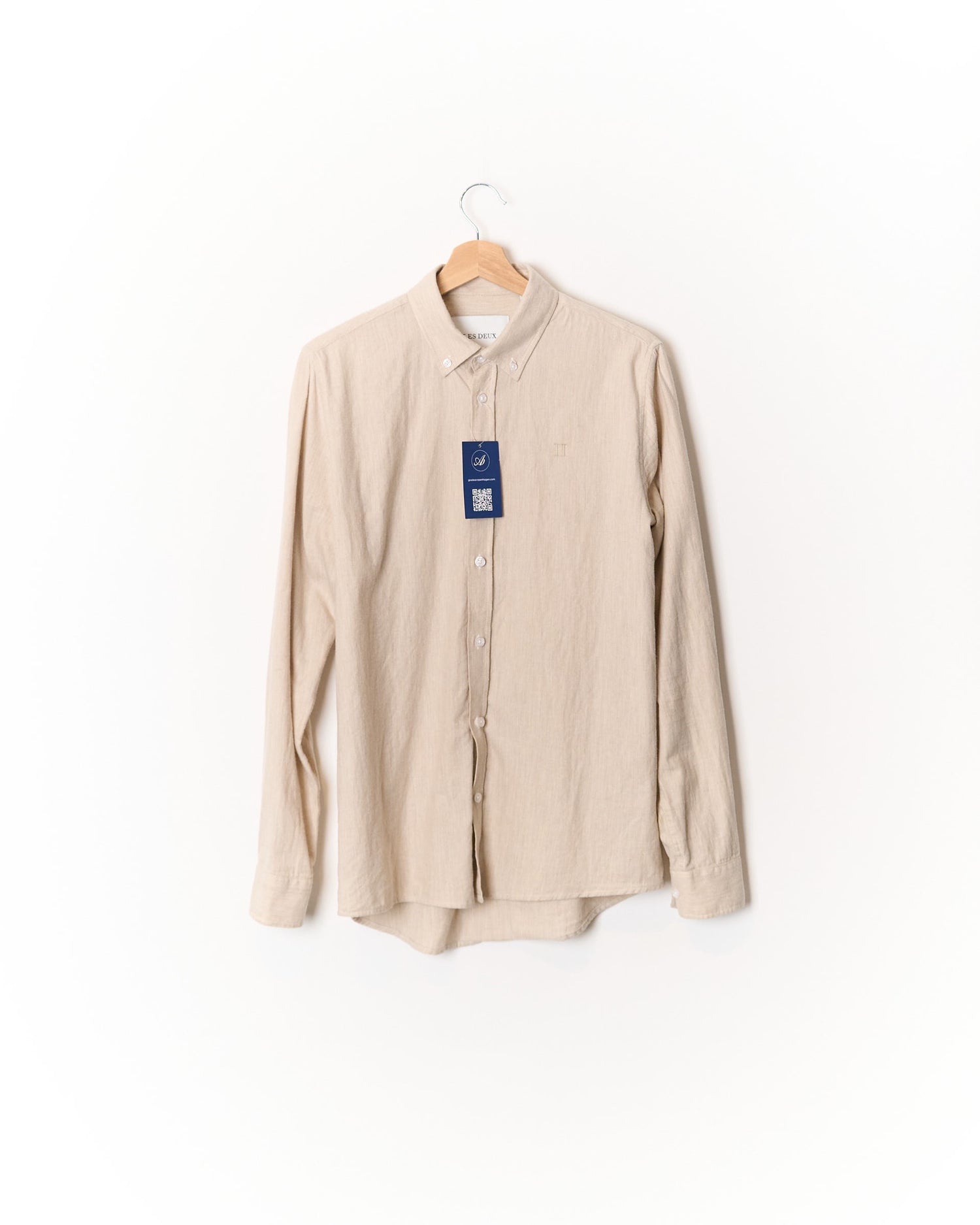 Les Deux Beige Desert Reg Button Down Cotton Shirt